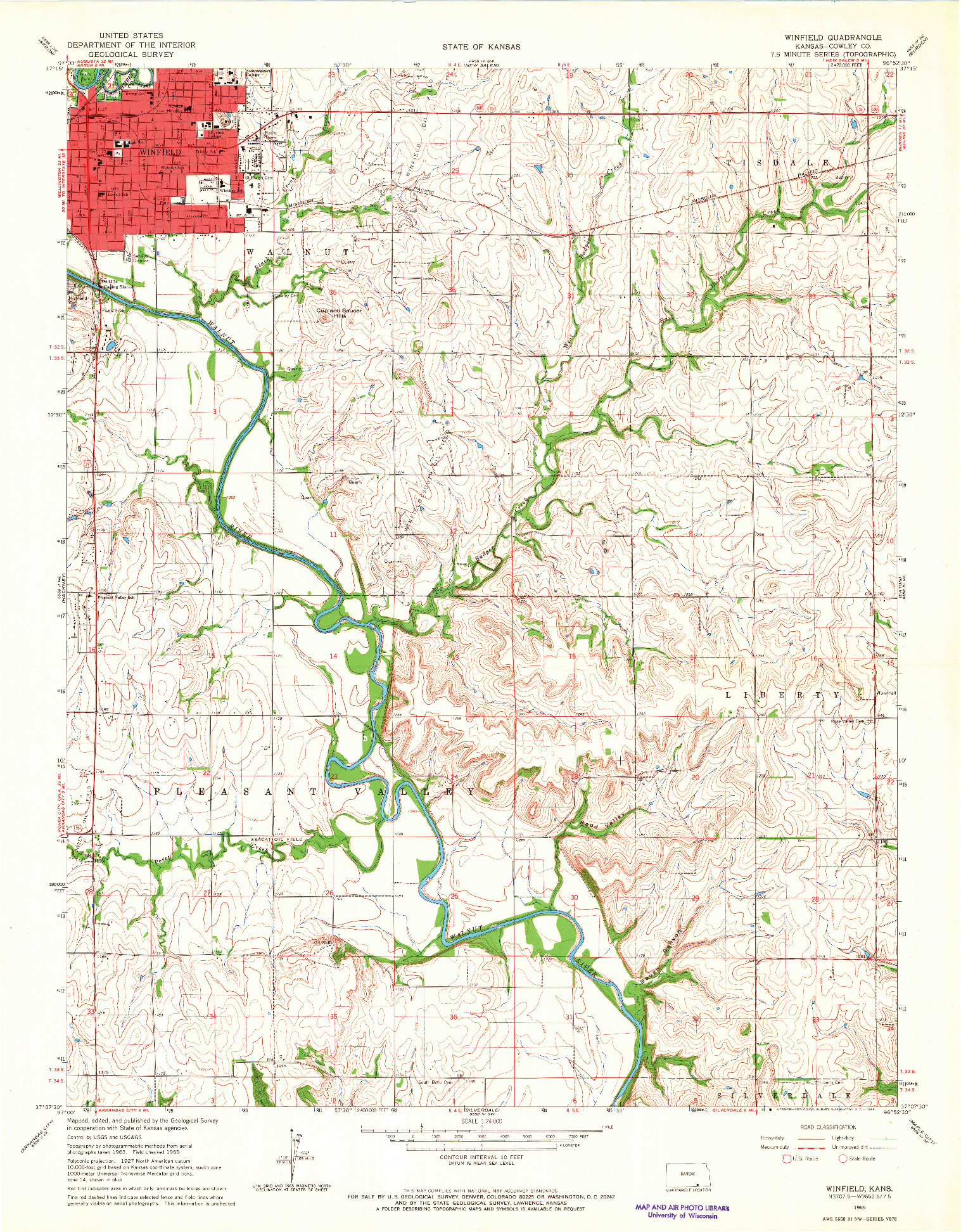 USGS 1:24000-SCALE QUADRANGLE FOR WINFIELD, KS 1965