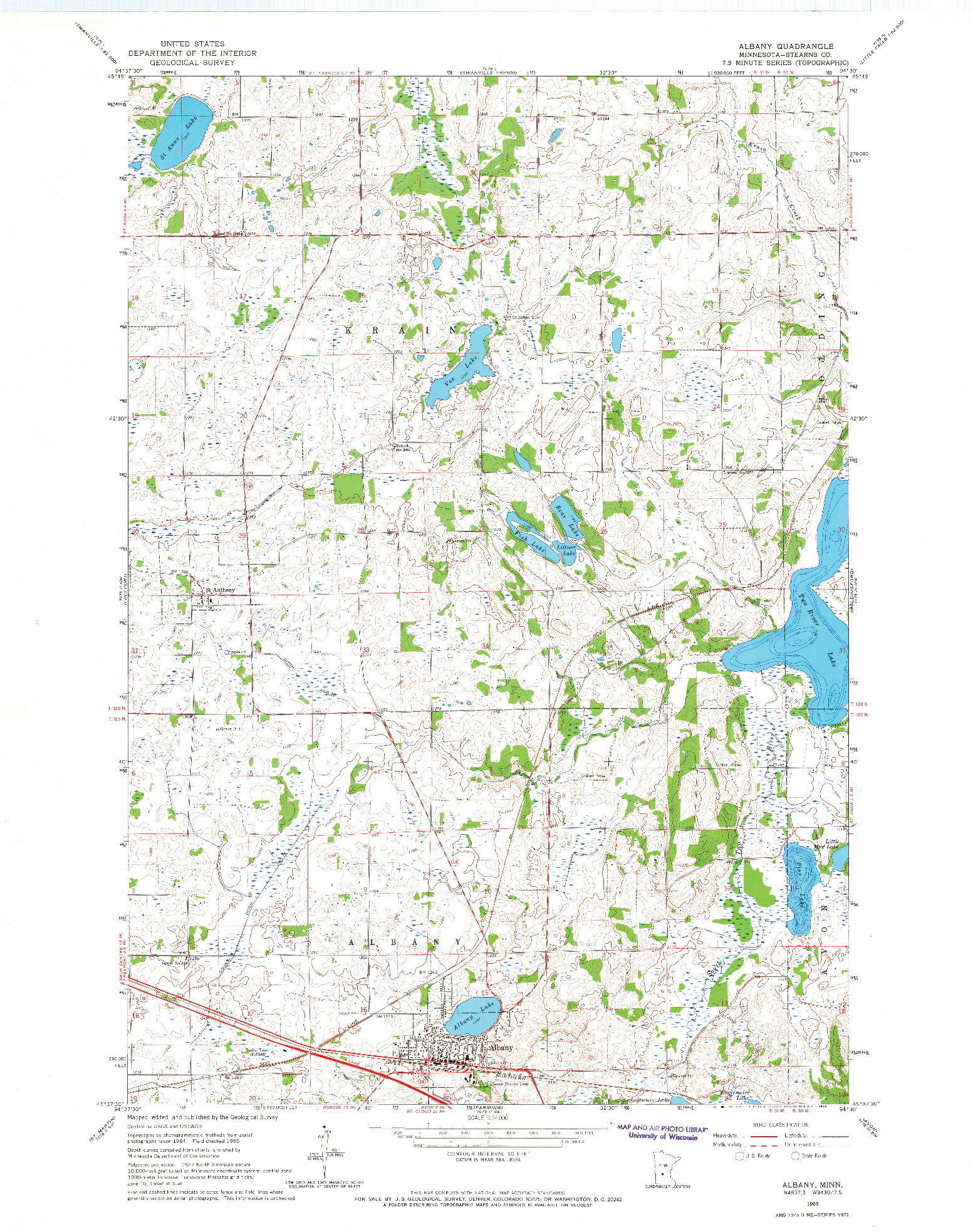 USGS 1:24000-SCALE QUADRANGLE FOR ALBANY, MN 1965