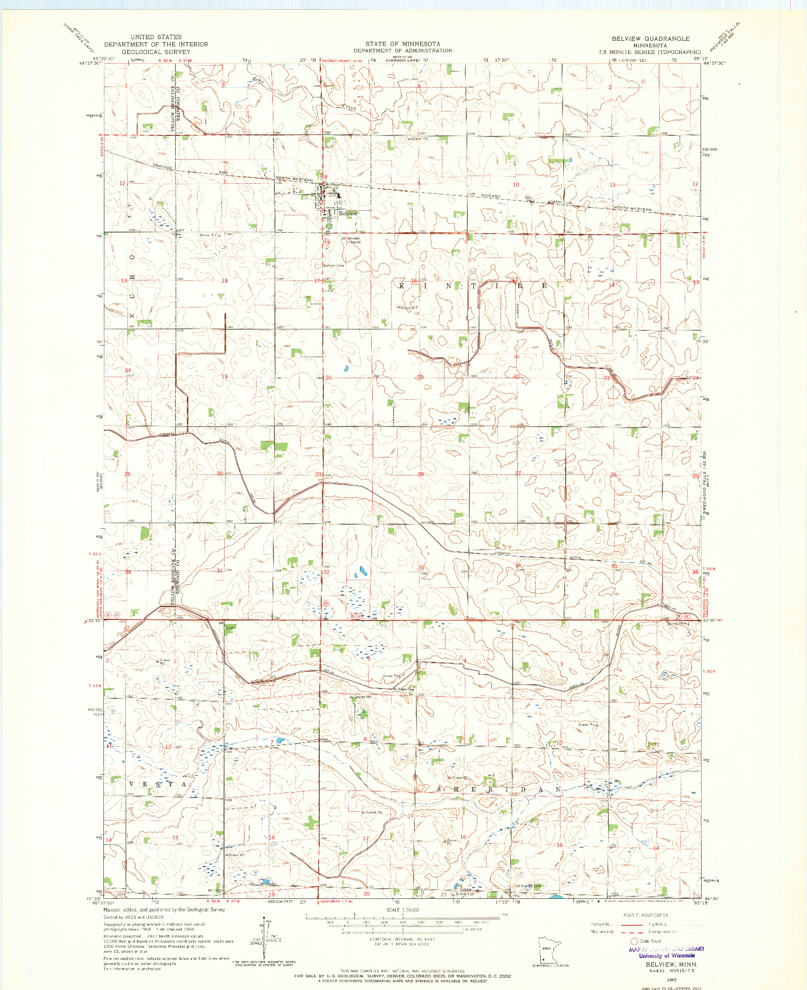 USGS 1:24000-SCALE QUADRANGLE FOR BELVIEW, MN 1965