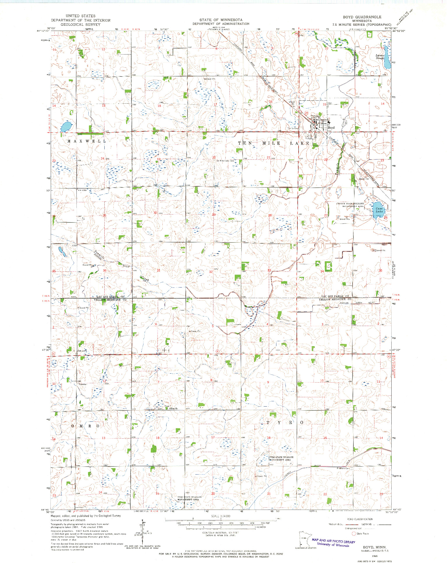 USGS 1:24000-SCALE QUADRANGLE FOR BOYD, MN 1965