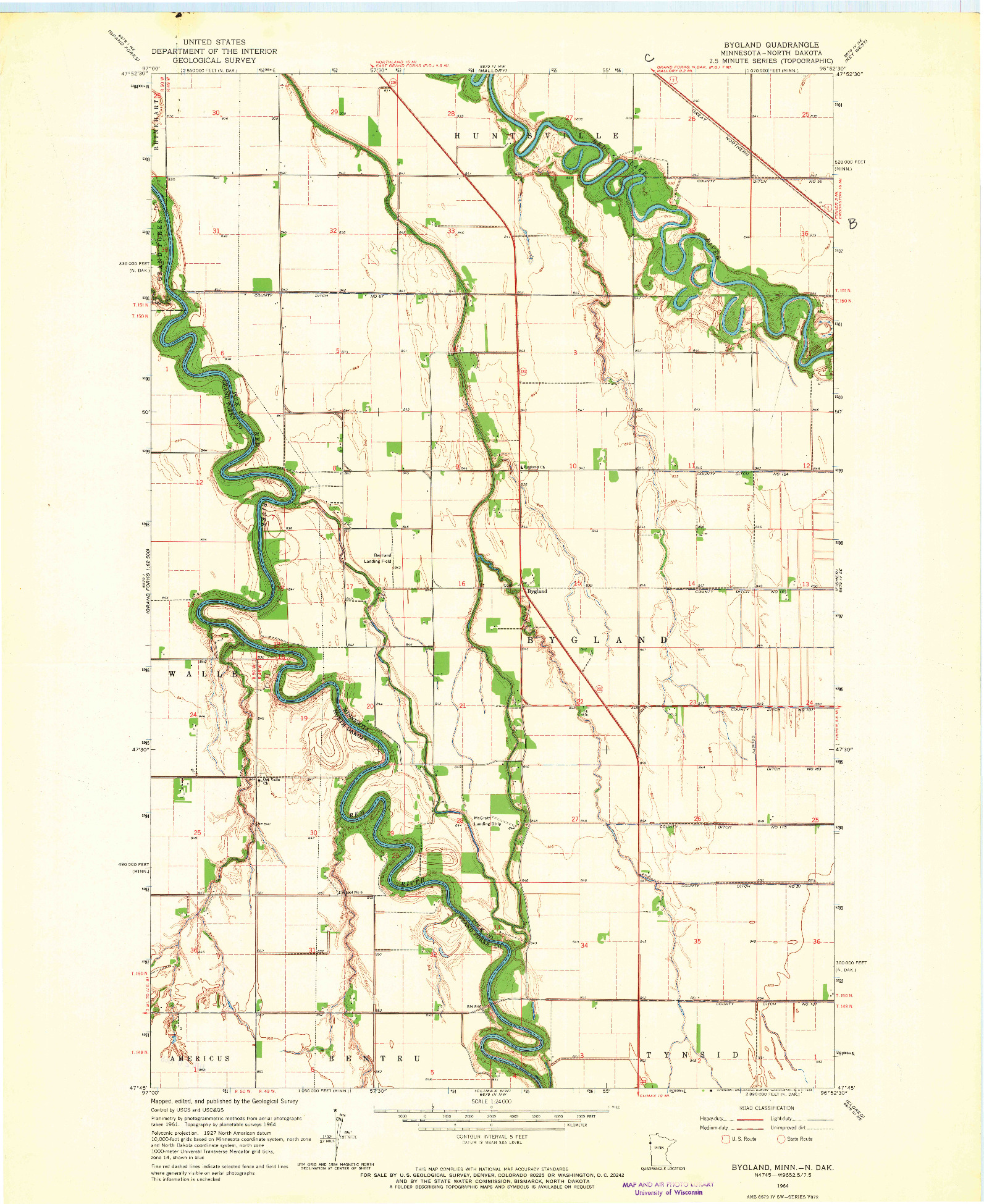 USGS 1:24000-SCALE QUADRANGLE FOR BYGLAND, MN 1964