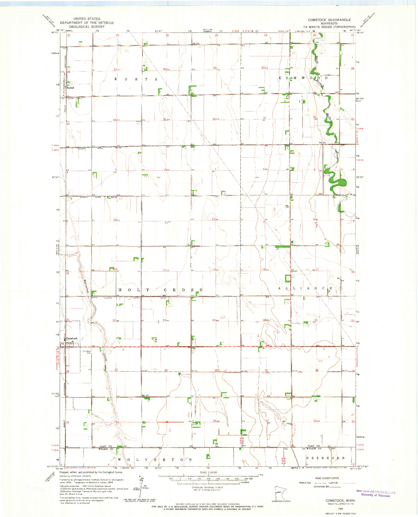 USGS 1:24000-SCALE QUADRANGLE FOR COMSTOCK LAKE, MN 1964