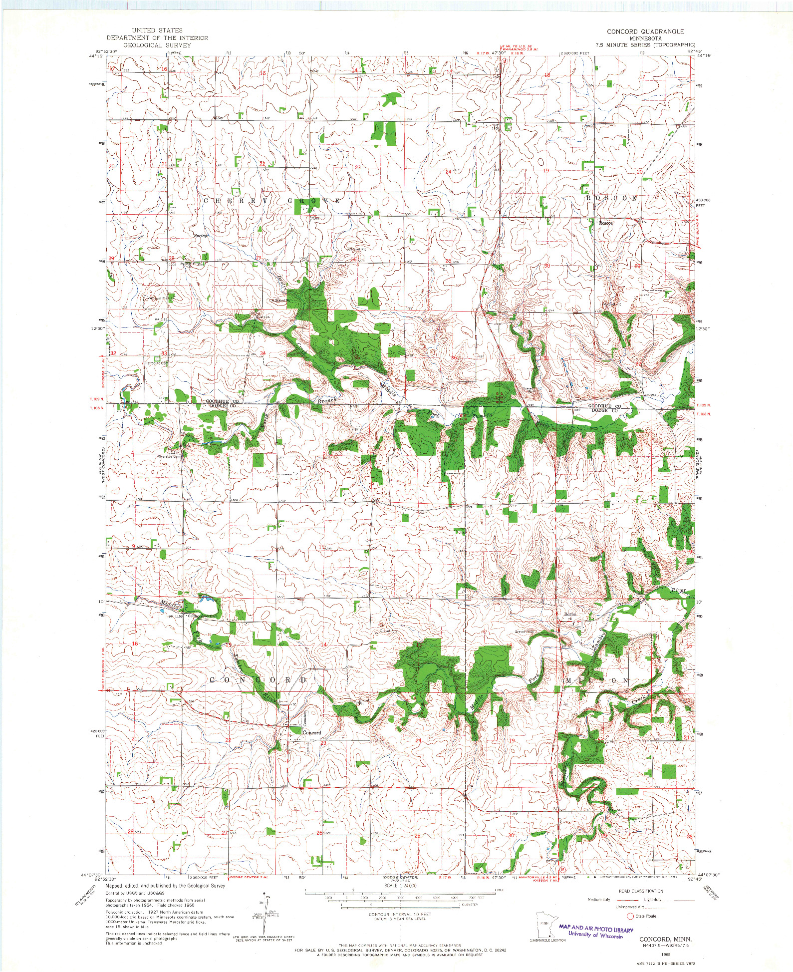 USGS 1:24000-SCALE QUADRANGLE FOR CONCORD, MN 1965