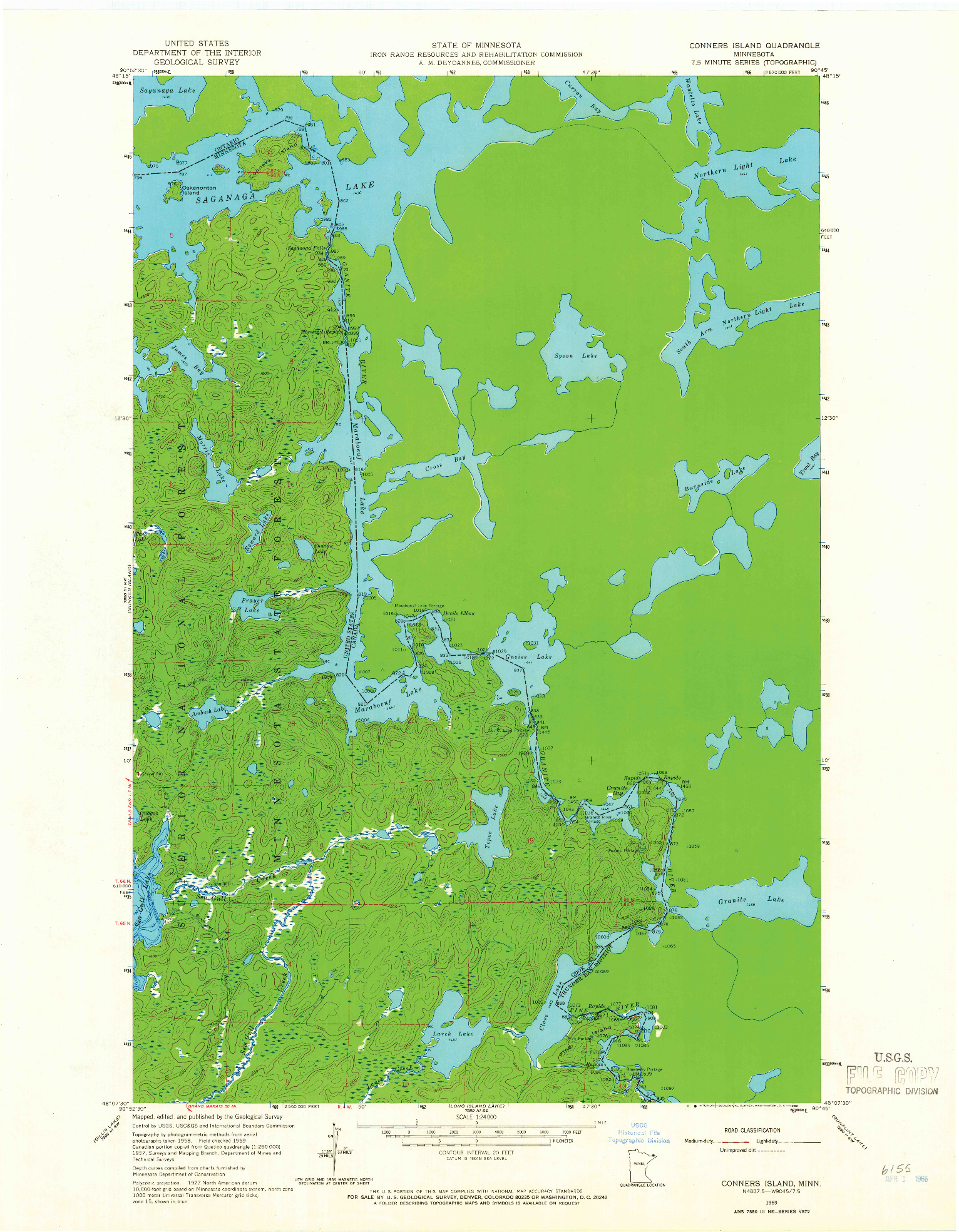 USGS 1:24000-SCALE QUADRANGLE FOR CONNERS ISLAND, MN 1959