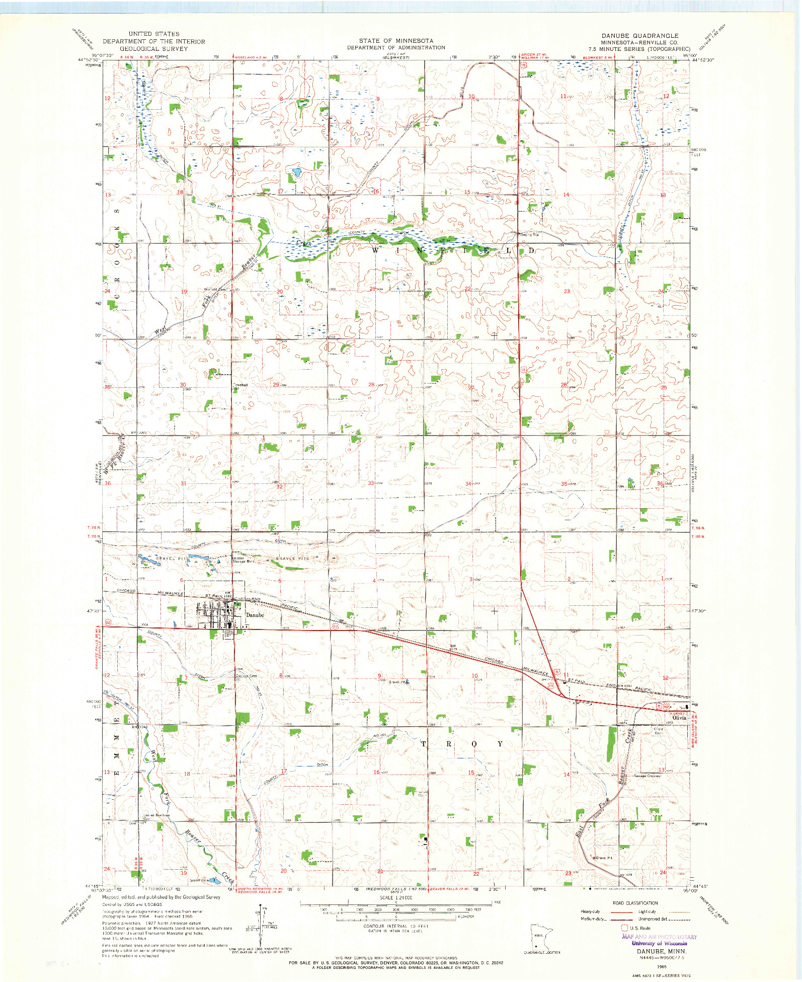 USGS 1:24000-SCALE QUADRANGLE FOR DANUBE, MN 1965