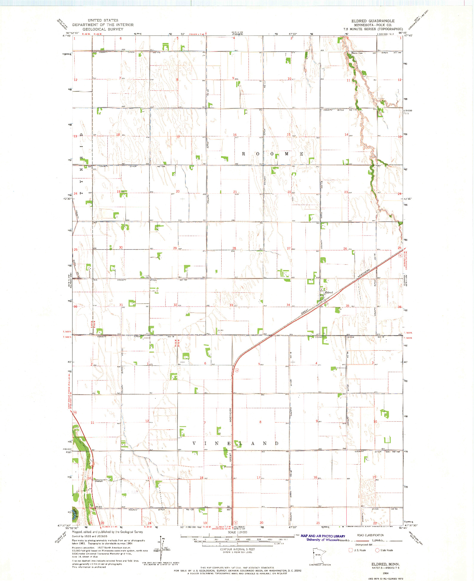 USGS 1:24000-SCALE QUADRANGLE FOR ELDRED, MN 1964