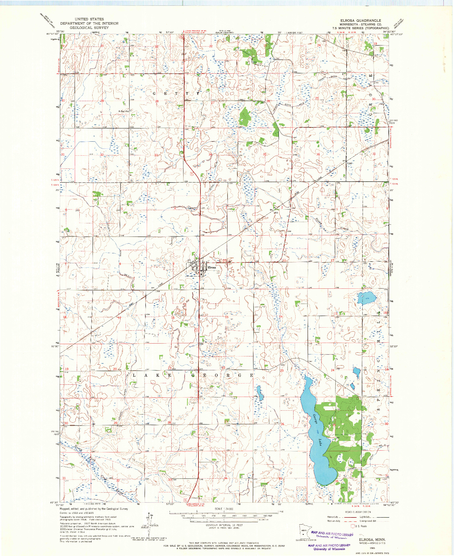 USGS 1:24000-SCALE QUADRANGLE FOR ELROSA, MN 1965