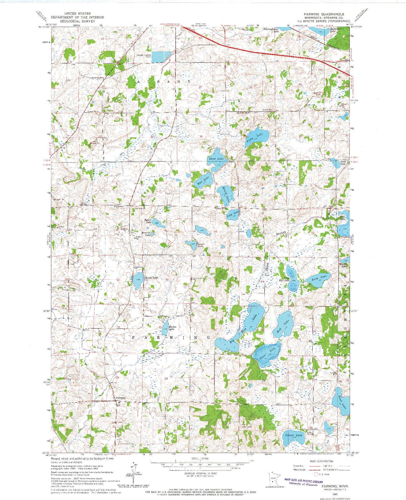 USGS 1:24000-SCALE QUADRANGLE FOR FARMING, MN 1965