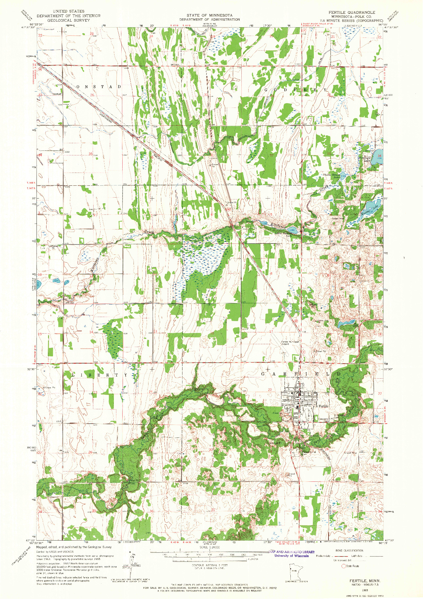 USGS 1:24000-SCALE QUADRANGLE FOR FERTILE, MN 1965