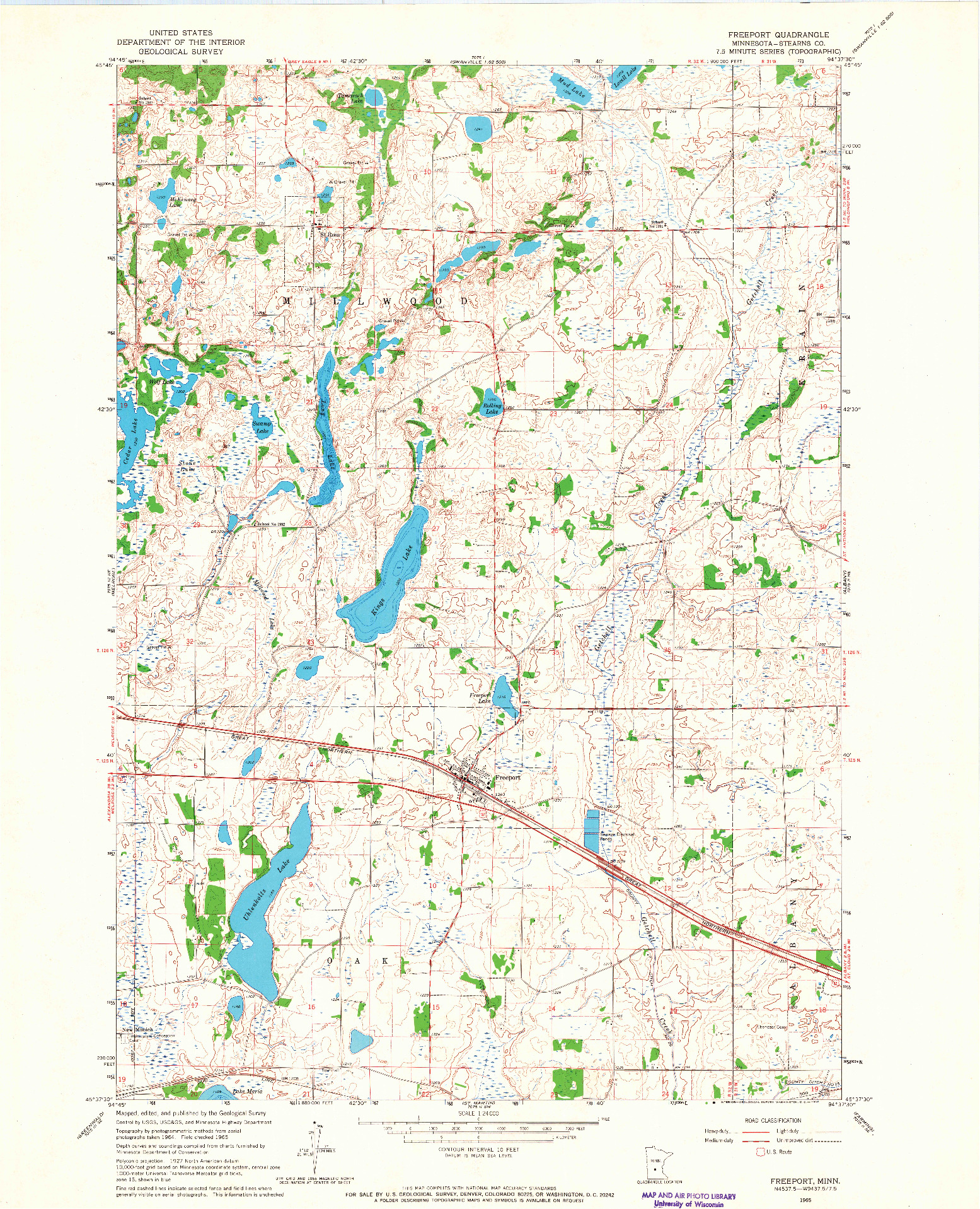 USGS 1:24000-SCALE QUADRANGLE FOR FREEPORT, MN 1965