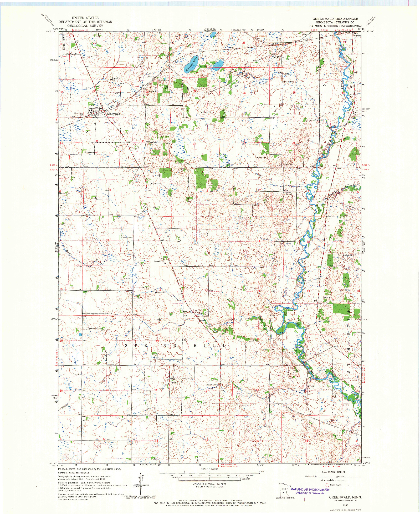USGS 1:24000-SCALE QUADRANGLE FOR GREENWALD, MN 1965