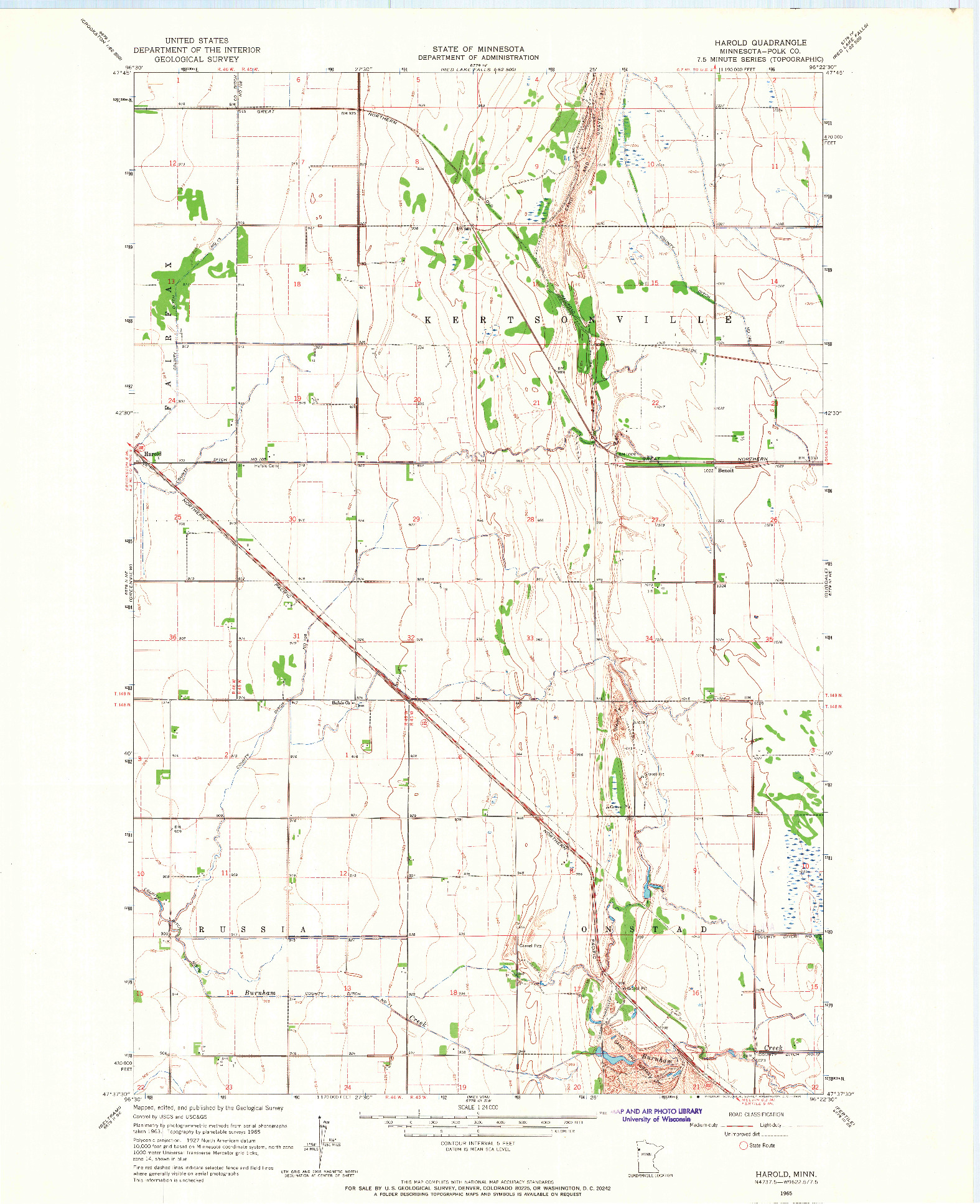 USGS 1:24000-SCALE QUADRANGLE FOR HAROLD, MN 1965