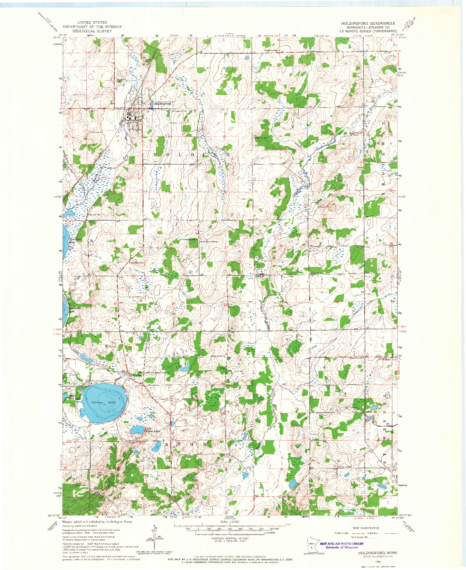 USGS 1:24000-SCALE QUADRANGLE FOR HOLDINGFORD, MN 1965