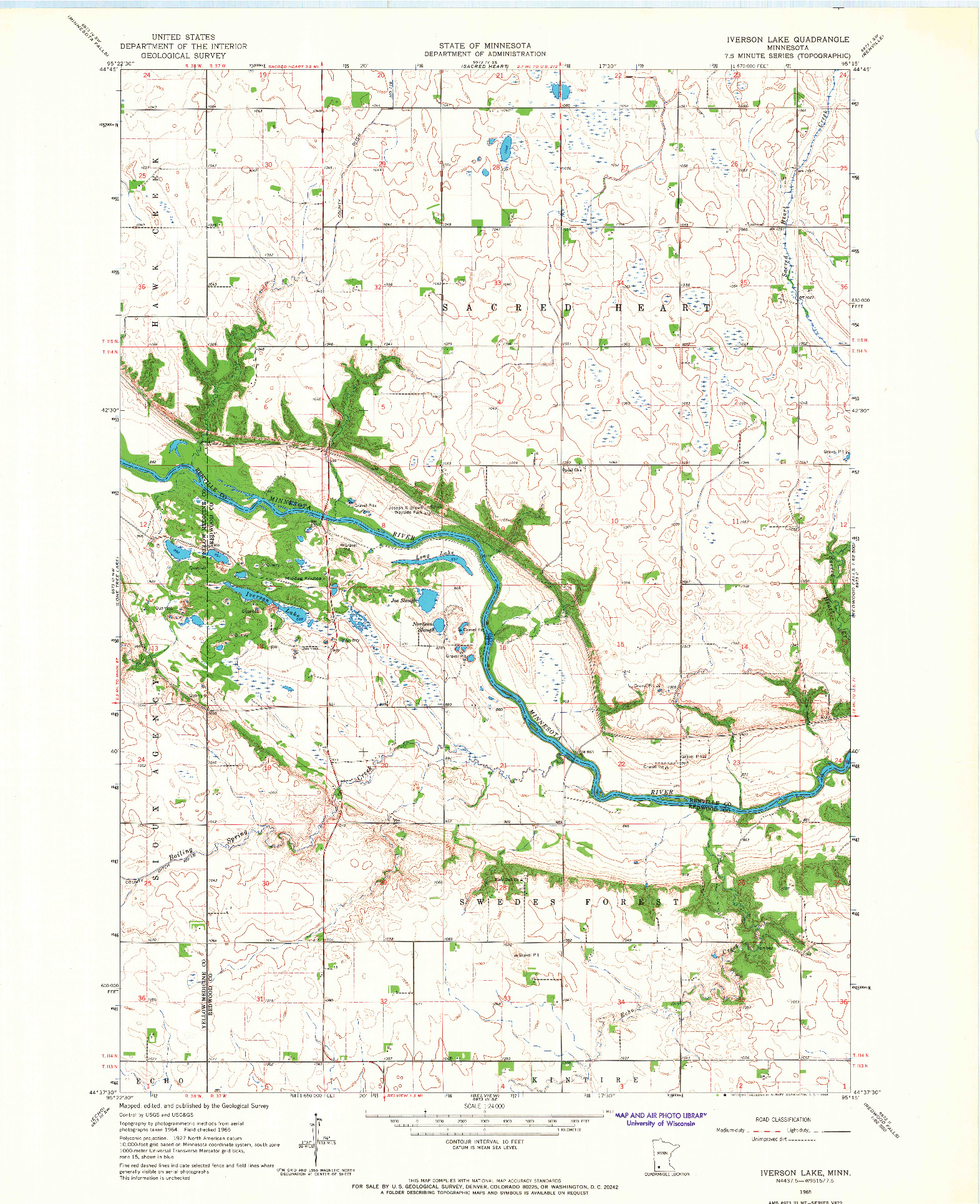 USGS 1:24000-SCALE QUADRANGLE FOR IVERSON LAKE, MN 1965