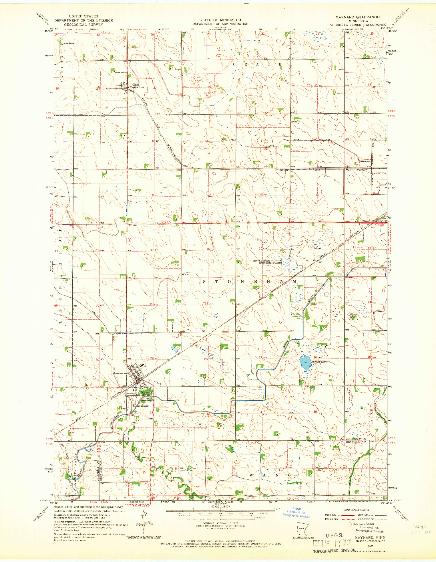 USGS 1:24000-SCALE QUADRANGLE FOR MAYNARD, MN 1965