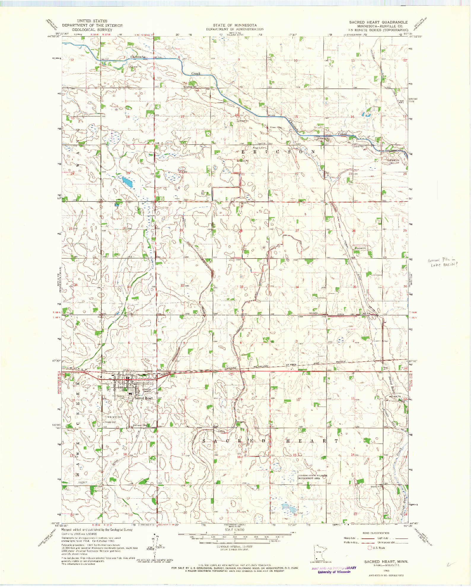 USGS 1:24000-SCALE QUADRANGLE FOR SACRED HEART, MN 1965