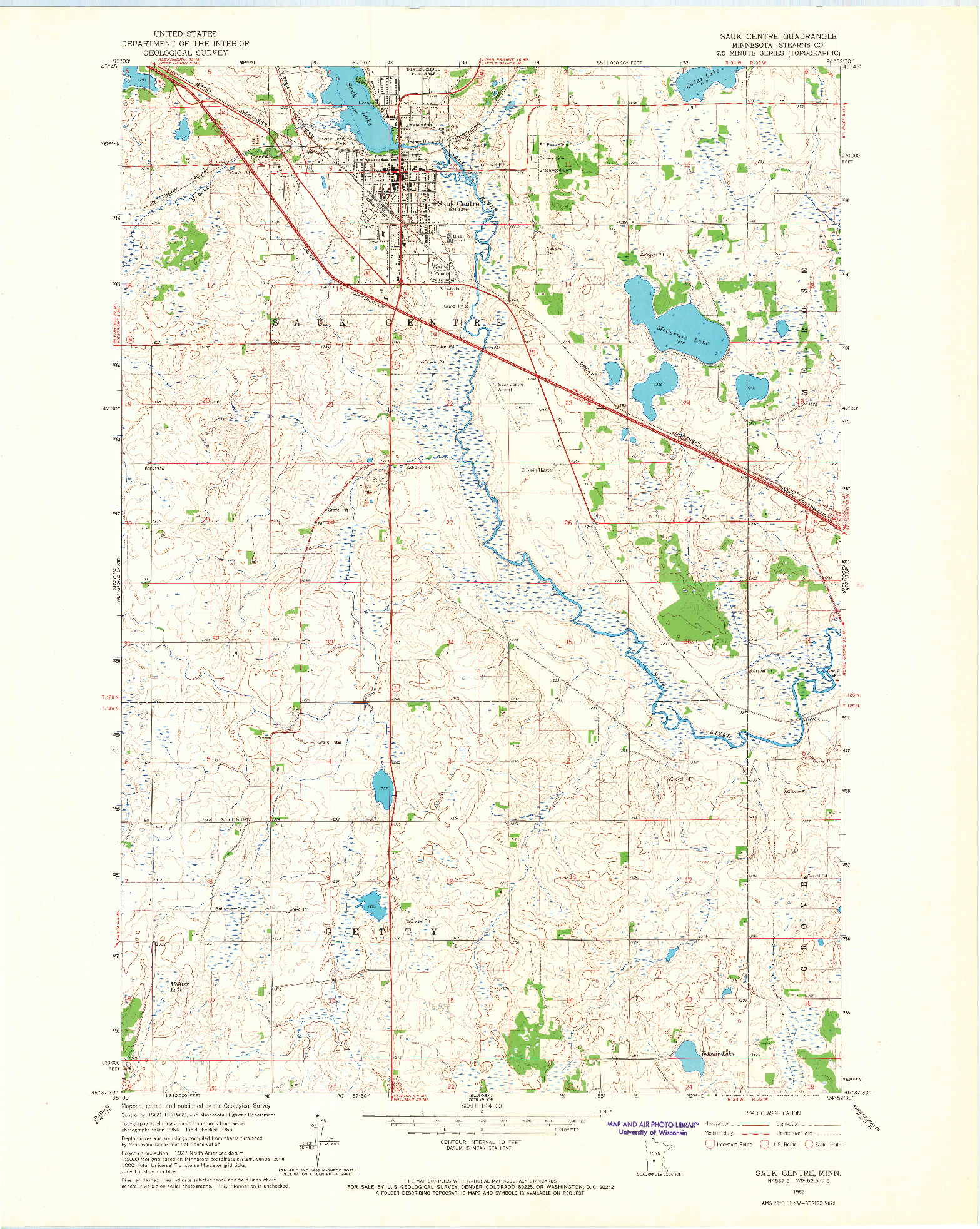 USGS 1:24000-SCALE QUADRANGLE FOR SAUK CENTRE, MN 1965