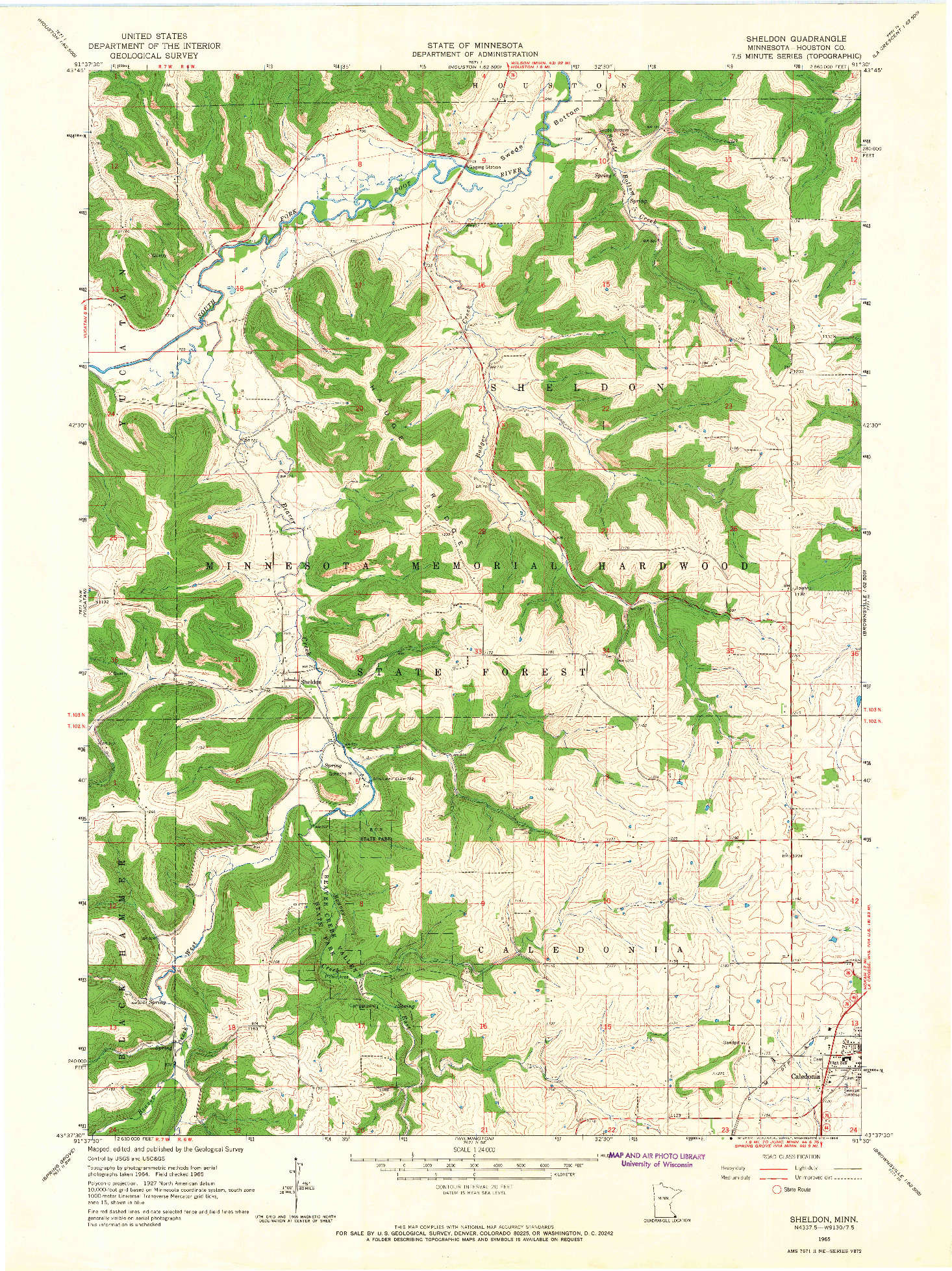 USGS 1:24000-SCALE QUADRANGLE FOR SHELDON, MN 1965