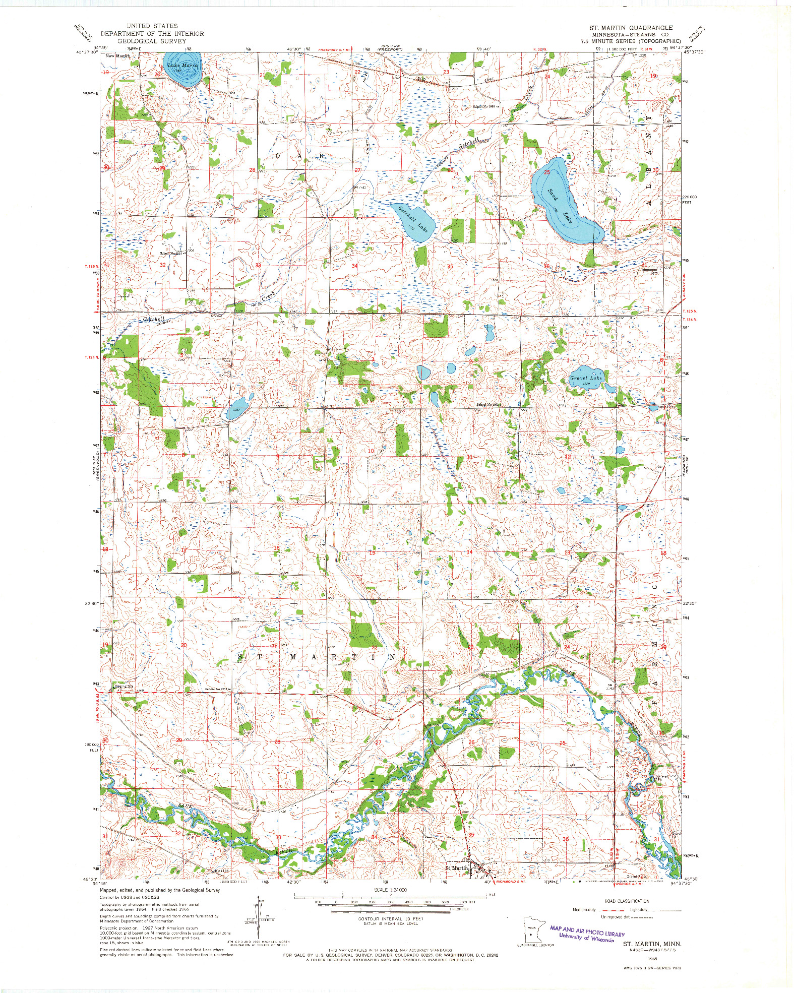 USGS 1:24000-SCALE QUADRANGLE FOR ST MARTIN, MN 1965