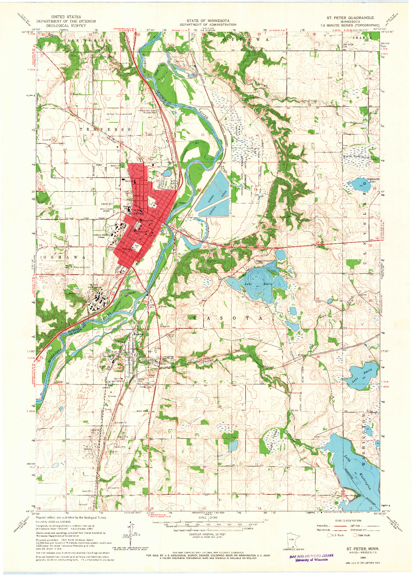 USGS 1:24000-SCALE QUADRANGLE FOR ST PETER, MN 1965