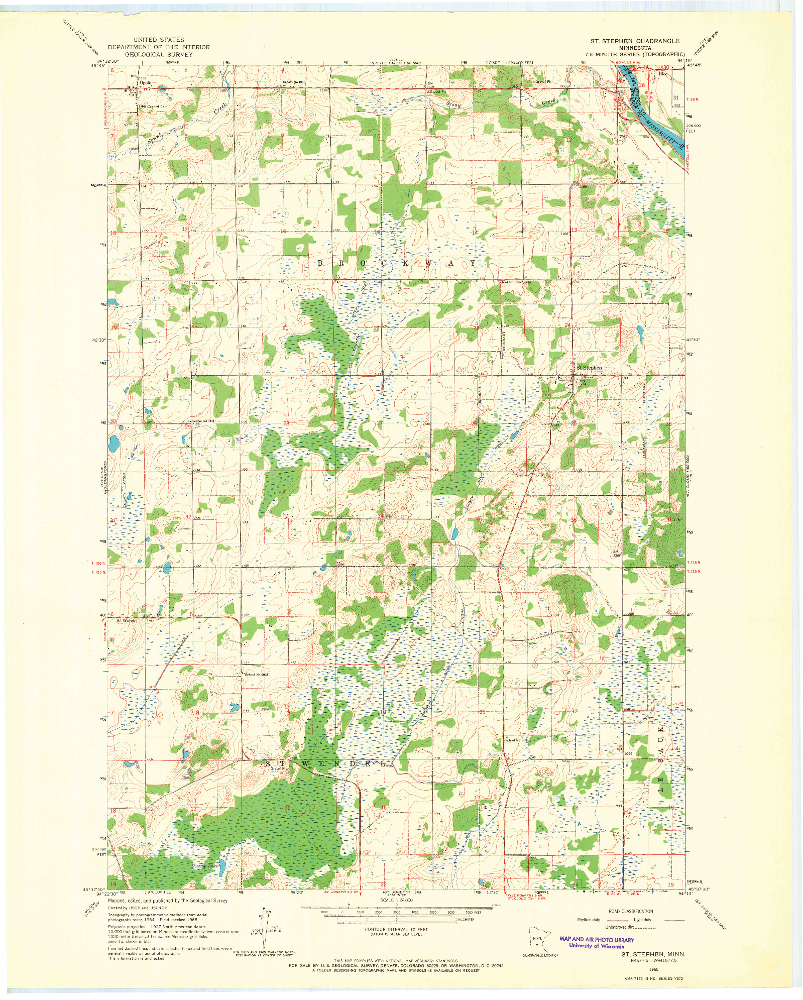 USGS 1:24000-SCALE QUADRANGLE FOR ST STEPHEN, MN 1965