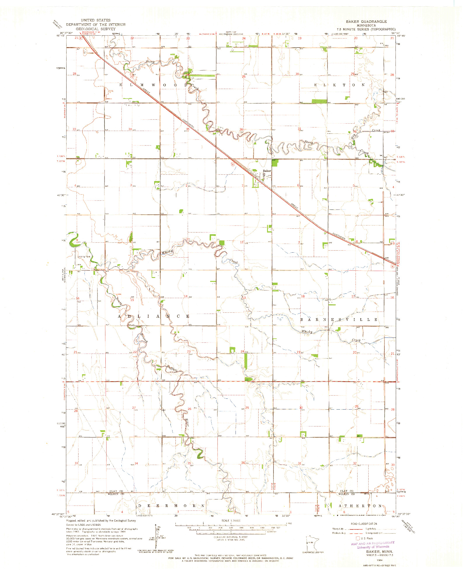 USGS 1:24000-SCALE QUADRANGLE FOR BAKER, MN 1964