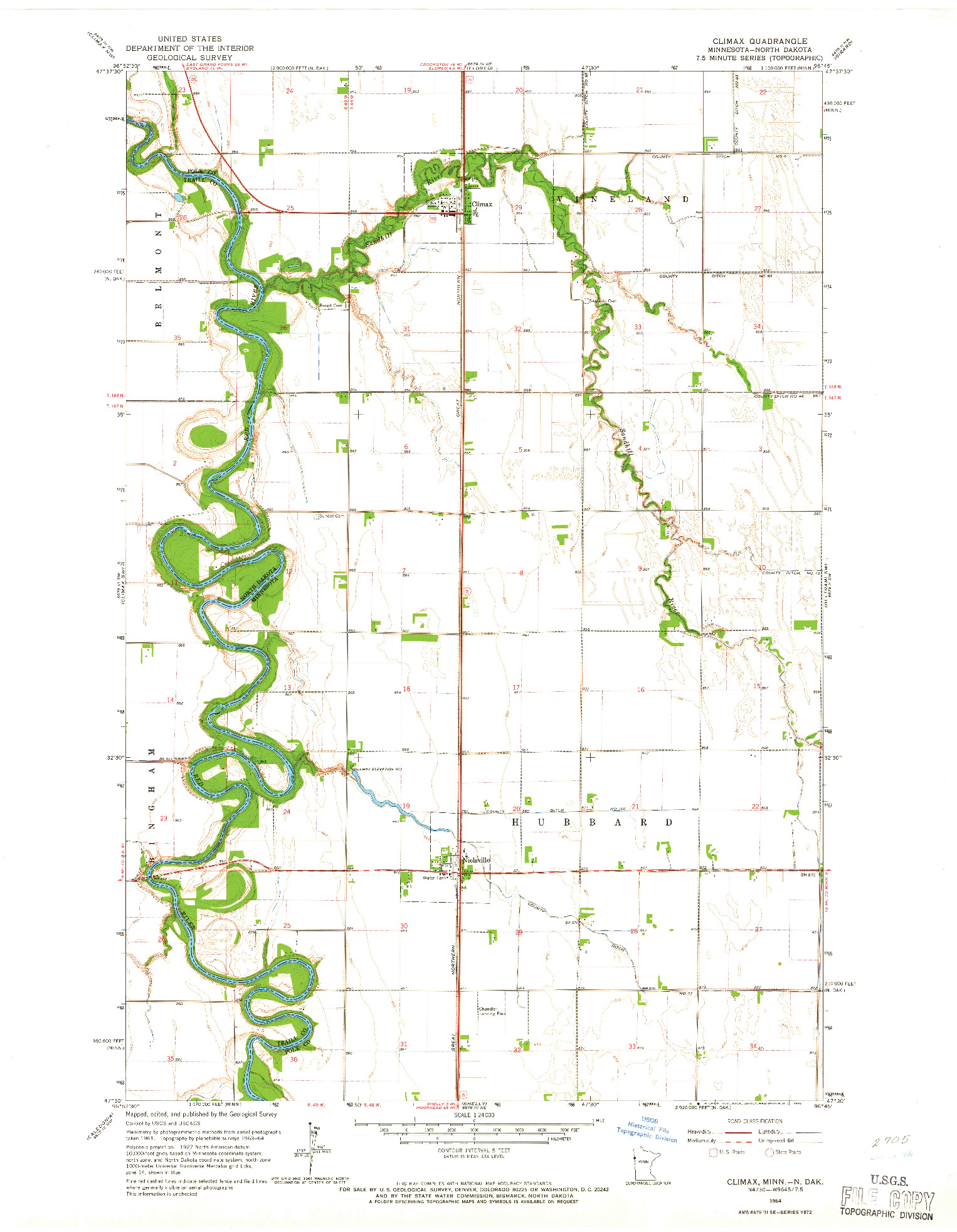 USGS 1:24000-SCALE QUADRANGLE FOR CLIMAX, MN 1964