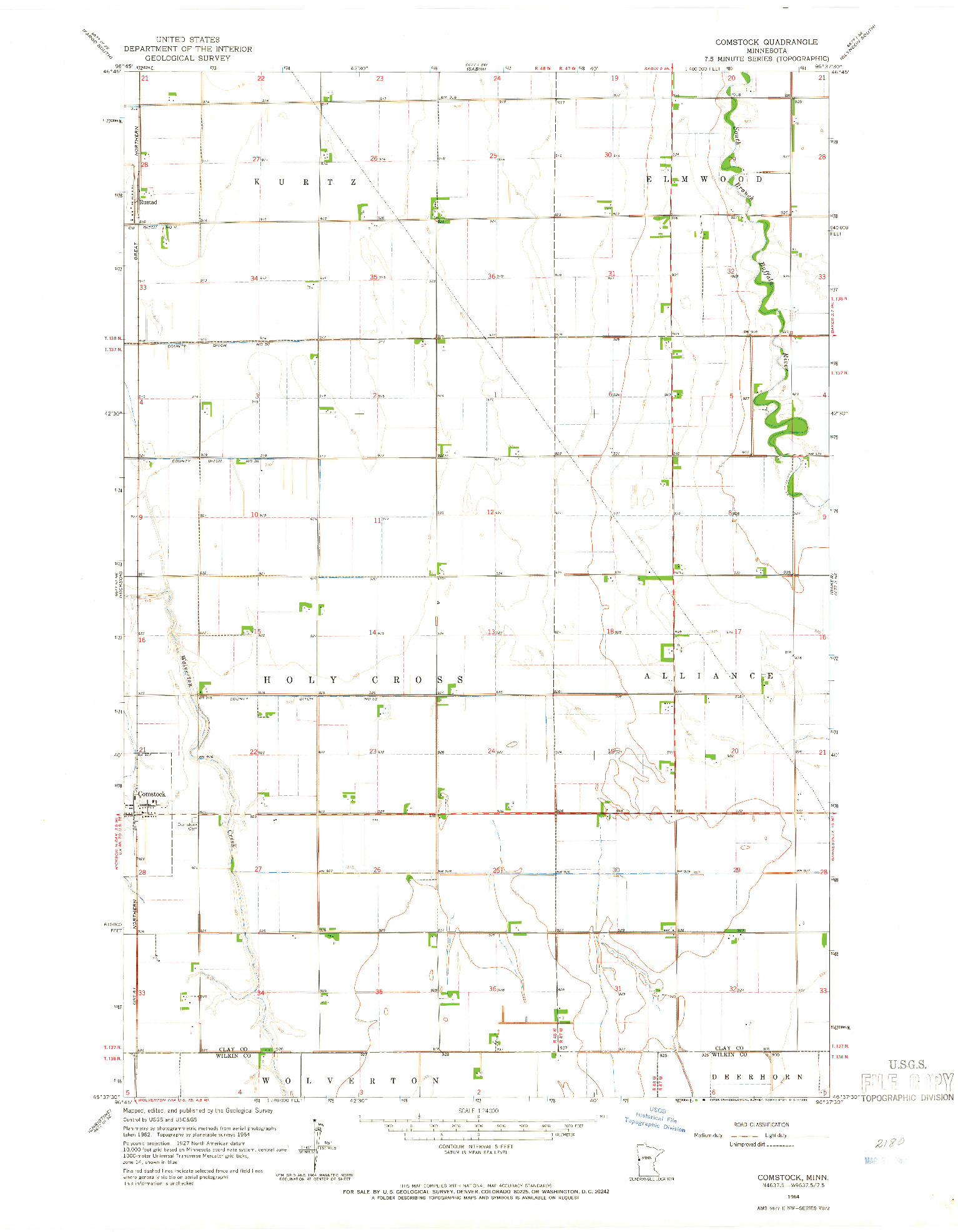 USGS 1:24000-SCALE QUADRANGLE FOR COMSTOCK, MN 1964