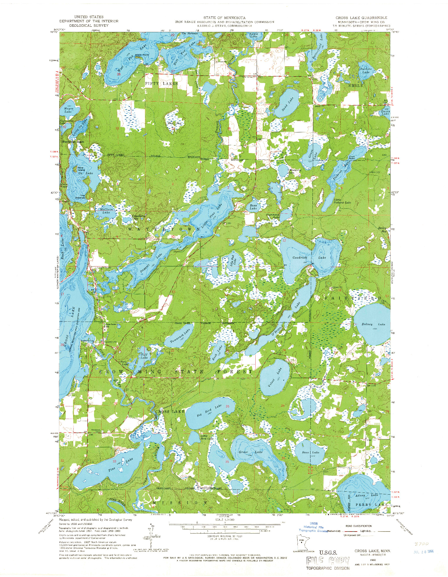 USGS 1:24000-SCALE QUADRANGLE FOR CROSS LAKE, MN 1960