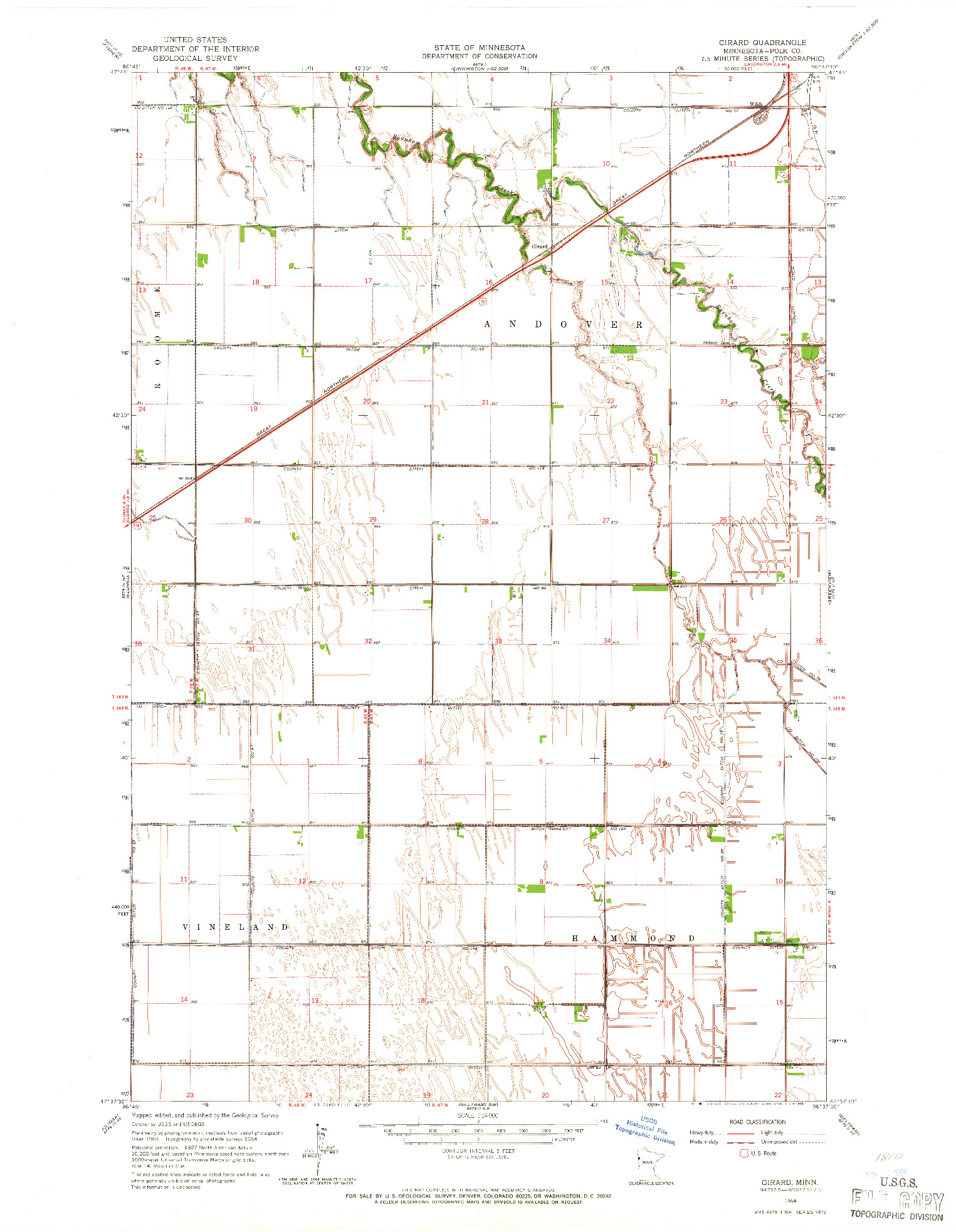 USGS 1:24000-SCALE QUADRANGLE FOR GIRARD, MN 1964