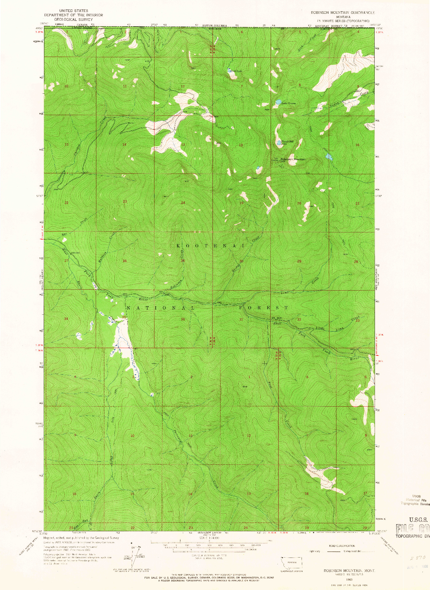 USGS 1:24000-SCALE QUADRANGLE FOR ROBINSON MOUNTAIN, MT 1963