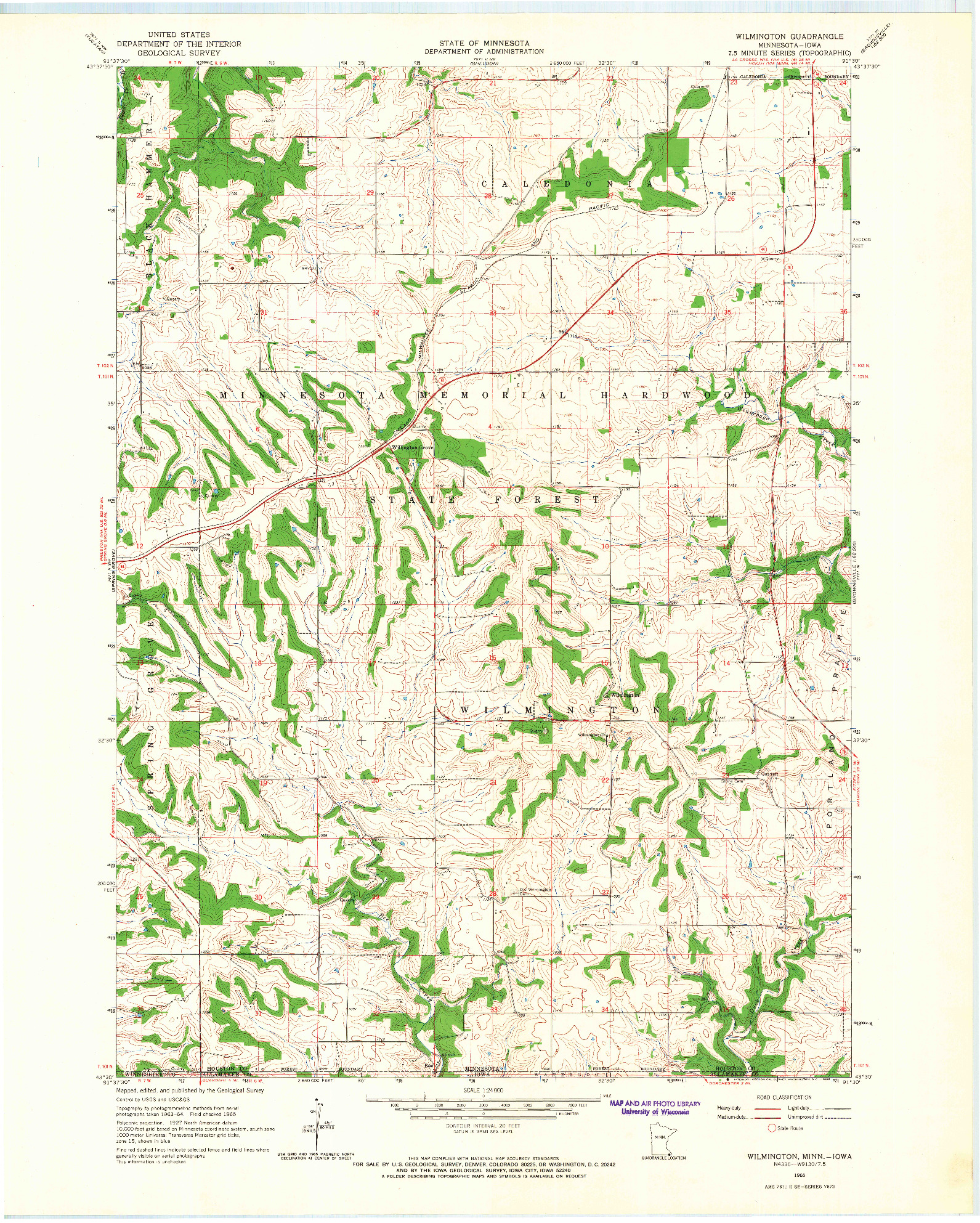 USGS 1:24000-SCALE QUADRANGLE FOR WILMINGTON, MN 1965