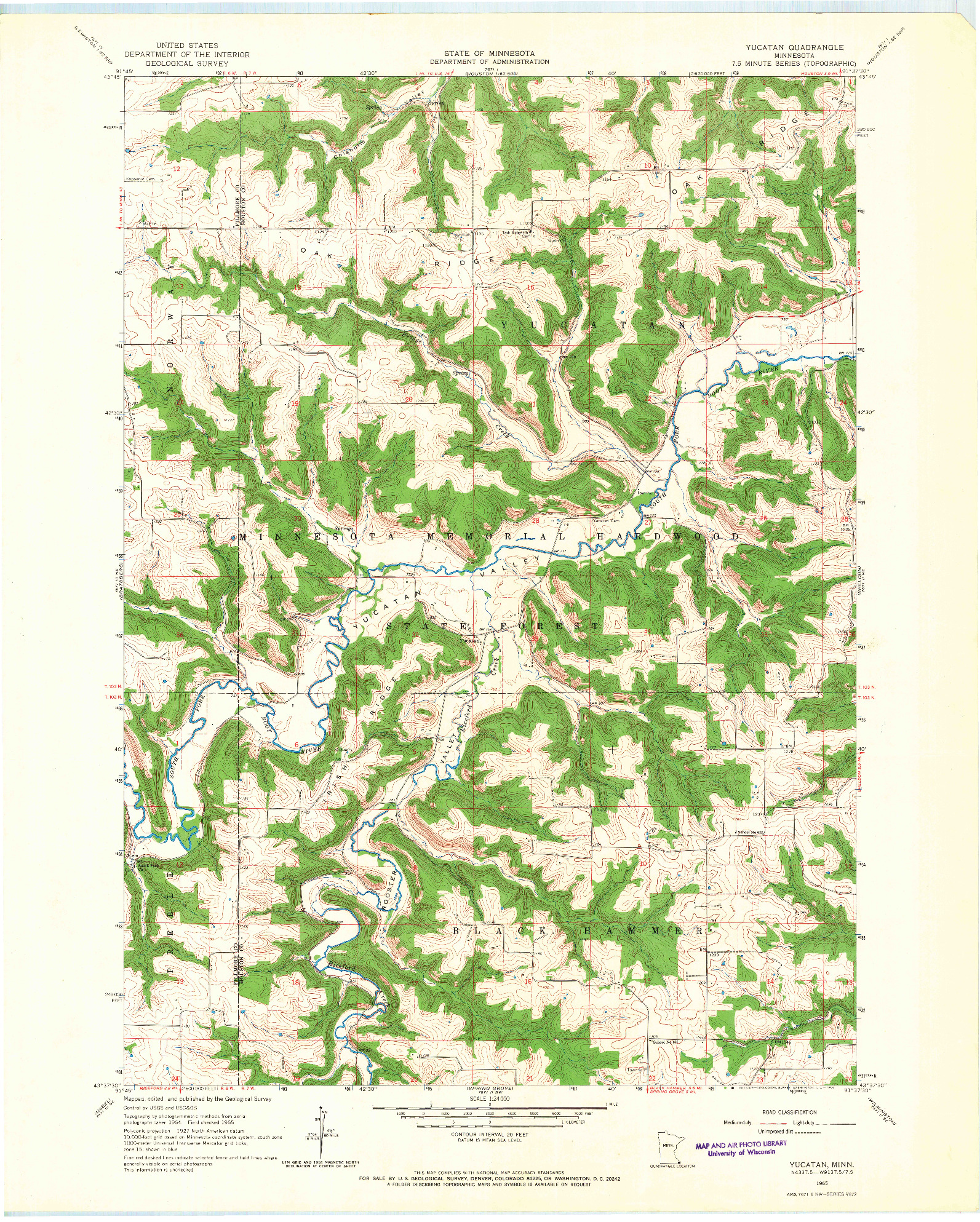 USGS 1:24000-SCALE QUADRANGLE FOR YUCATAN, MN 1965