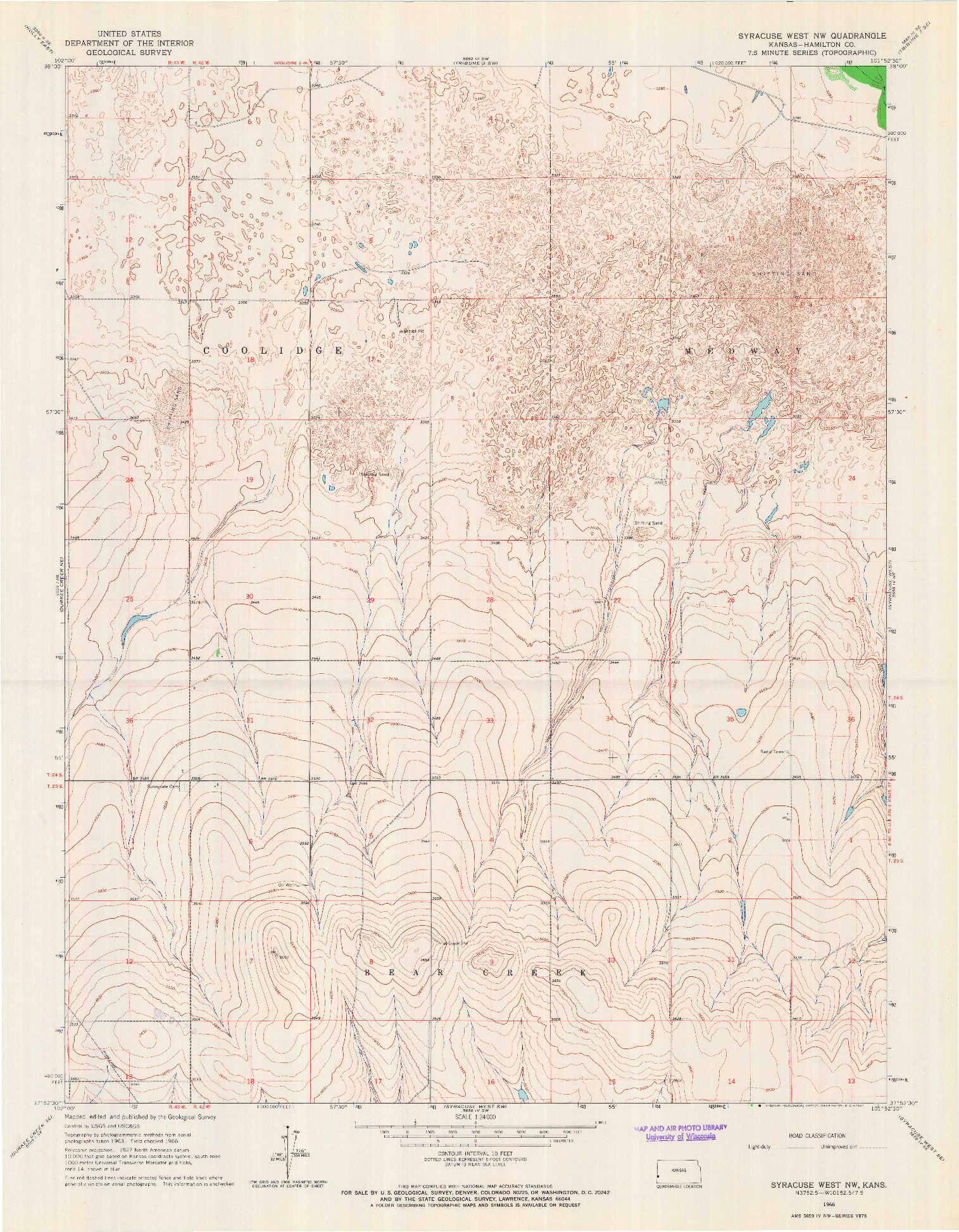 USGS 1:24000-SCALE QUADRANGLE FOR SYRACUSE WEST NW, KS 1966