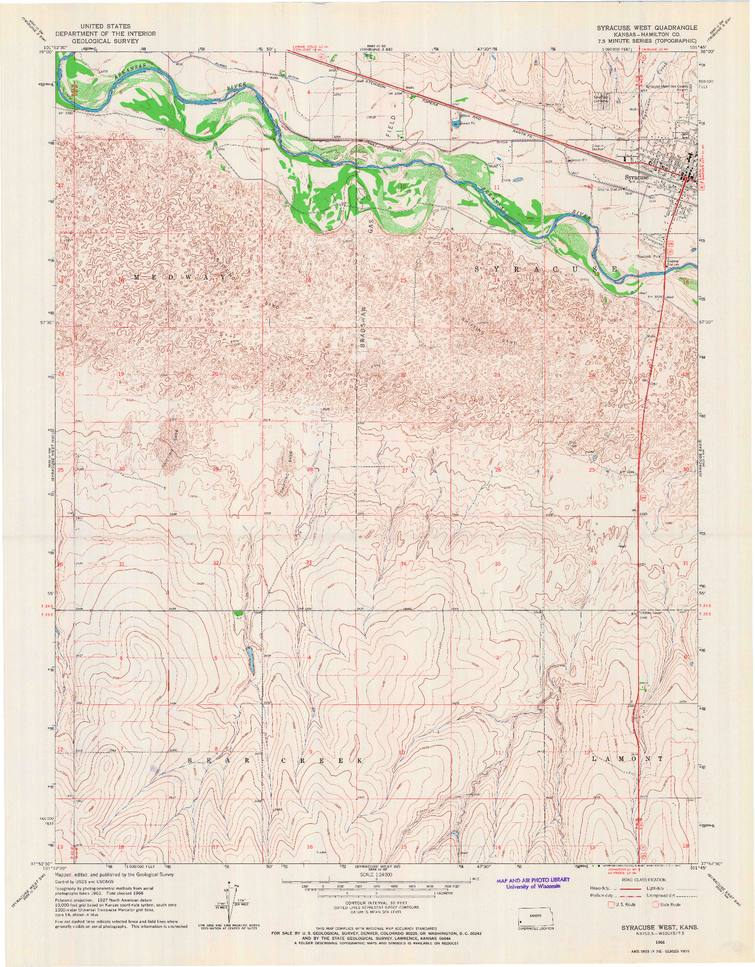 USGS 1:24000-SCALE QUADRANGLE FOR SYRACUSE WEST, KS 1966