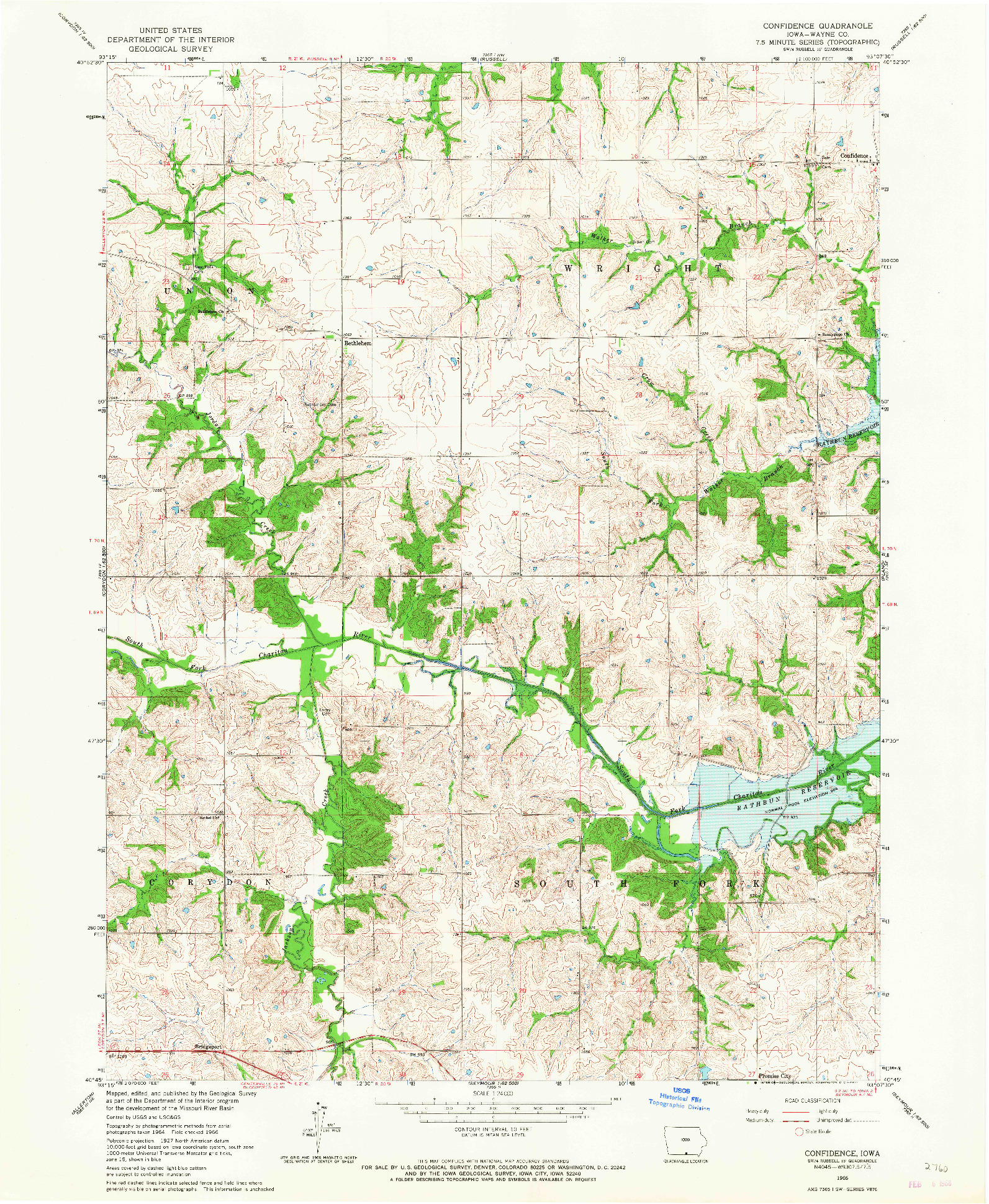 USGS 1:24000-SCALE QUADRANGLE FOR CONFIDENCE, IA 1966