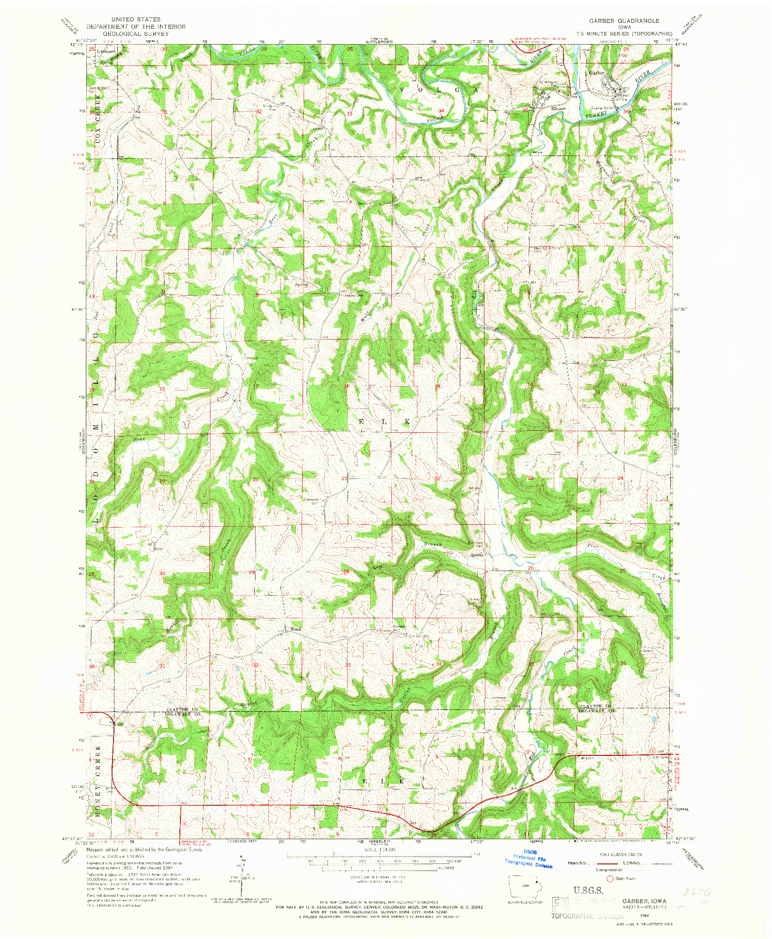 USGS 1:24000-SCALE QUADRANGLE FOR GARBER, IA 1964
