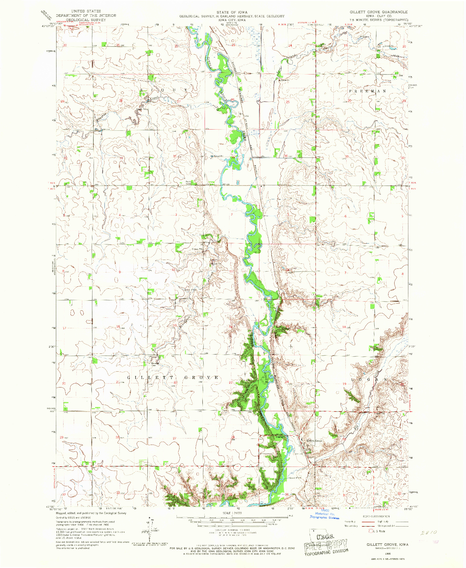 USGS 1:24000-SCALE QUADRANGLE FOR GILLETT GROVE, IA 1966