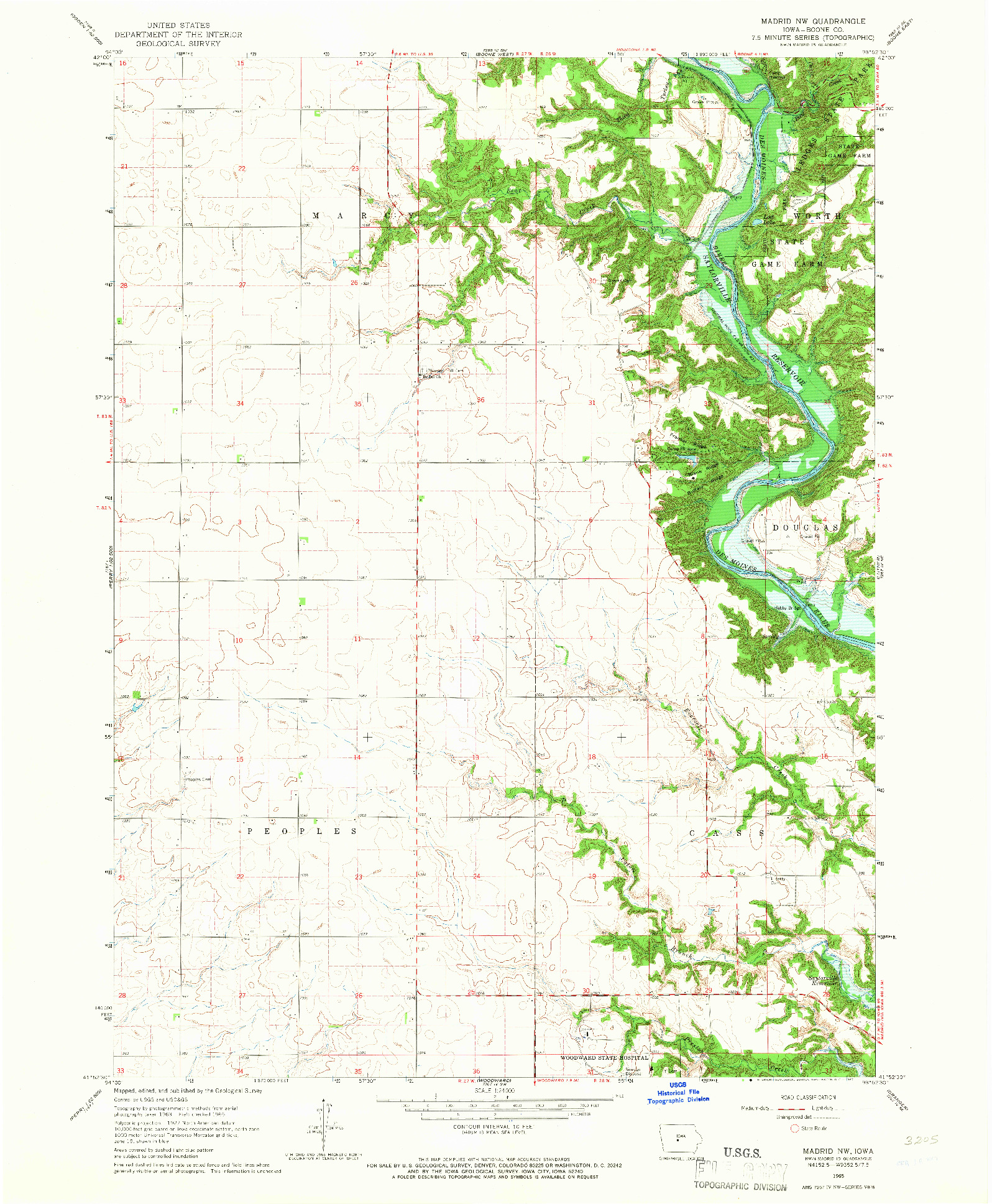 USGS 1:24000-SCALE QUADRANGLE FOR MADRID NW, IA 1965