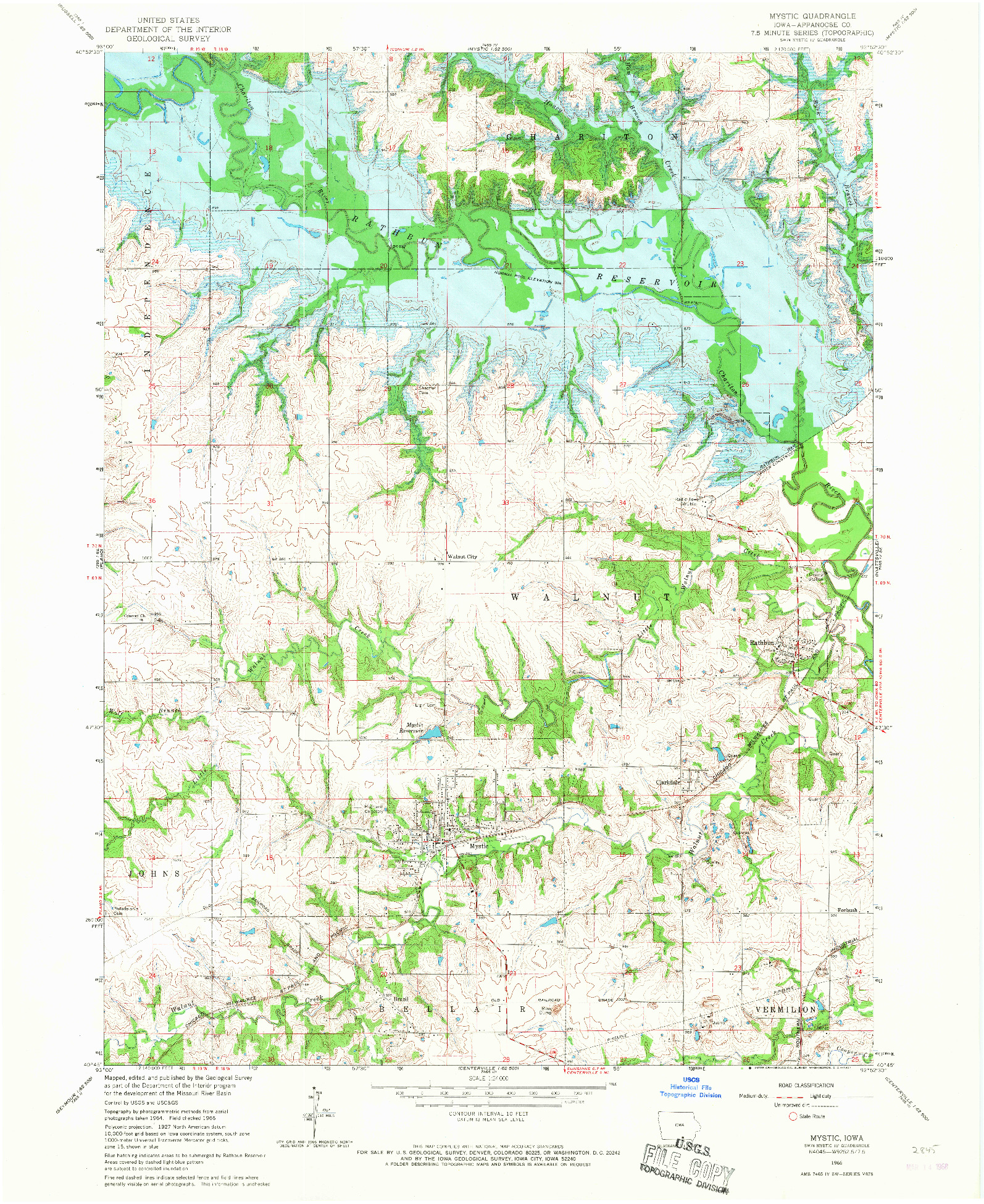 USGS 1:24000-SCALE QUADRANGLE FOR MYSTIC, IA 1966