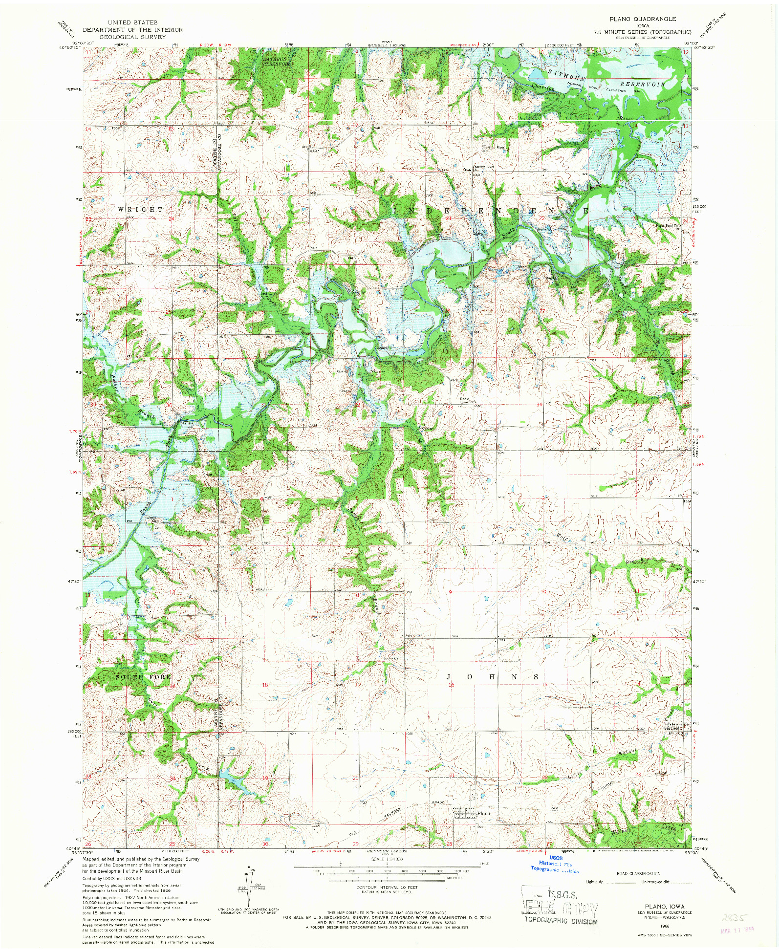 USGS 1:24000-SCALE QUADRANGLE FOR PLANO, IA 1966