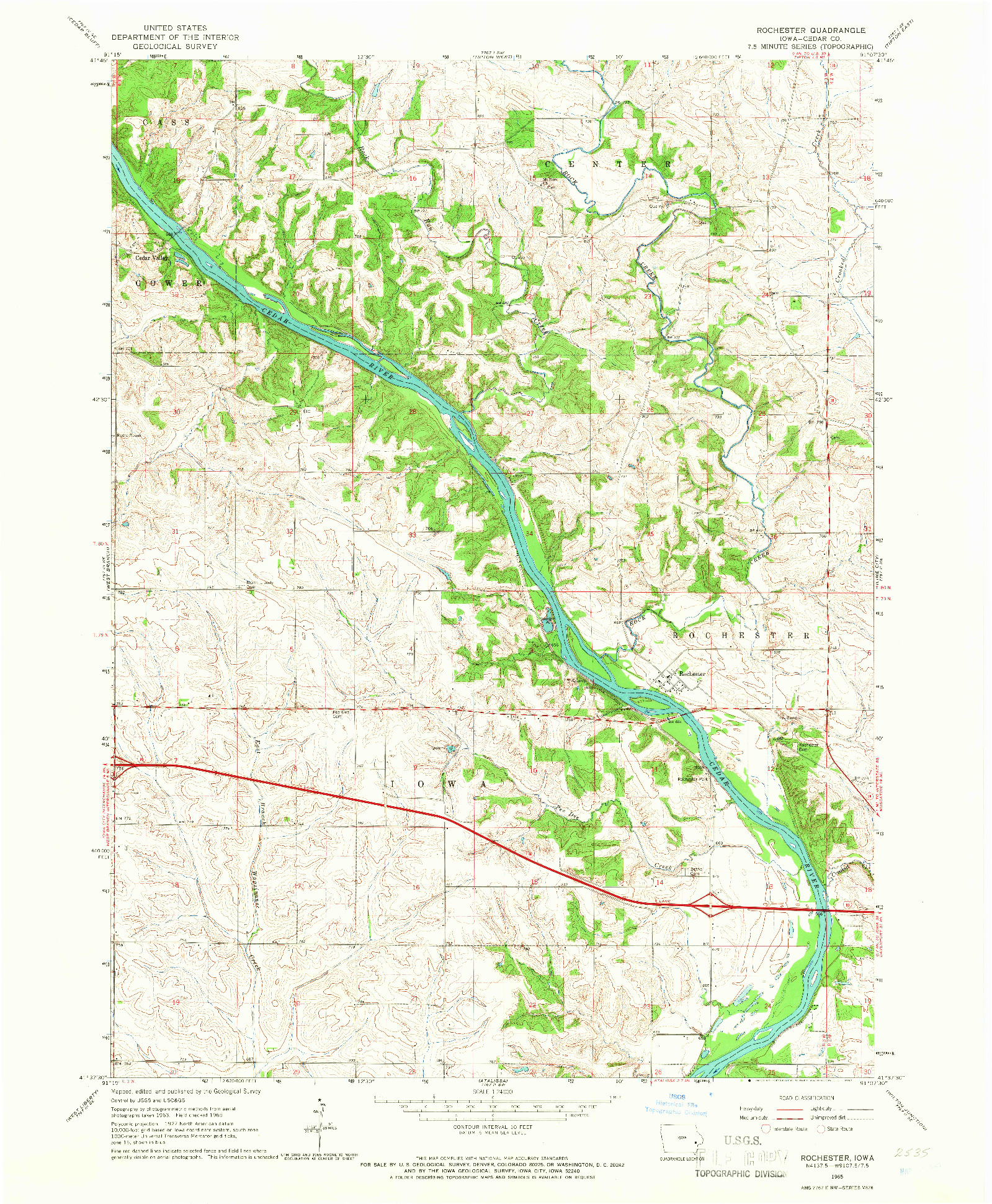 USGS 1:24000-SCALE QUADRANGLE FOR ROCHESTER, IA 1965