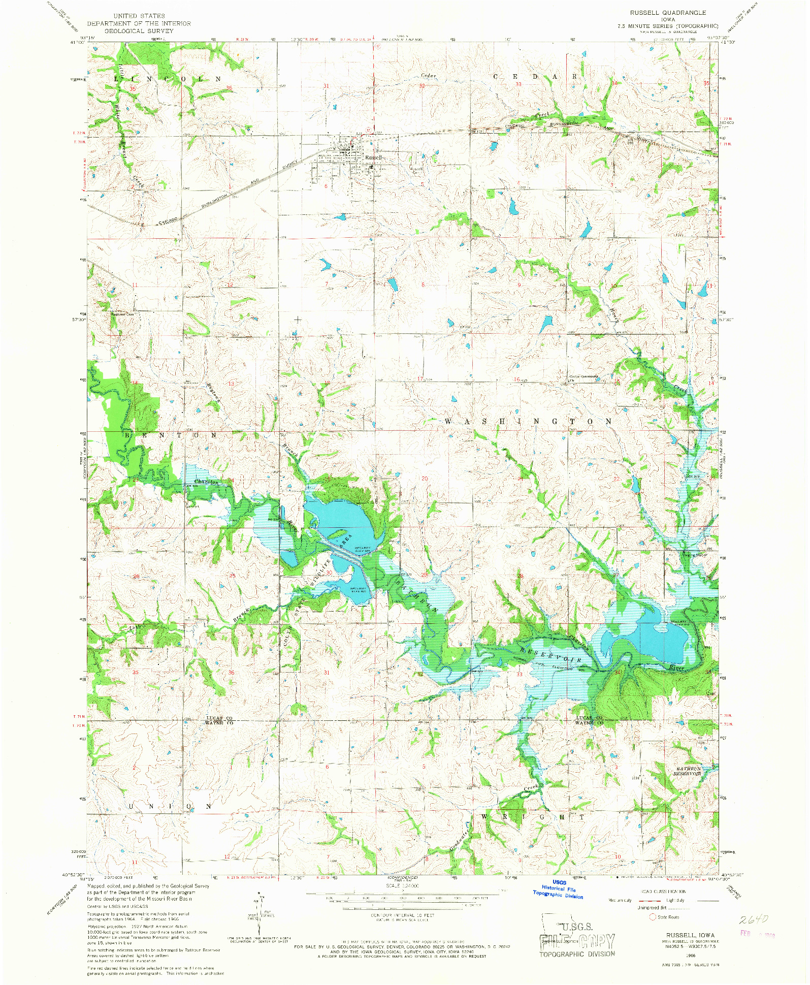 USGS 1:24000-SCALE QUADRANGLE FOR RUSSELL, IA 1966