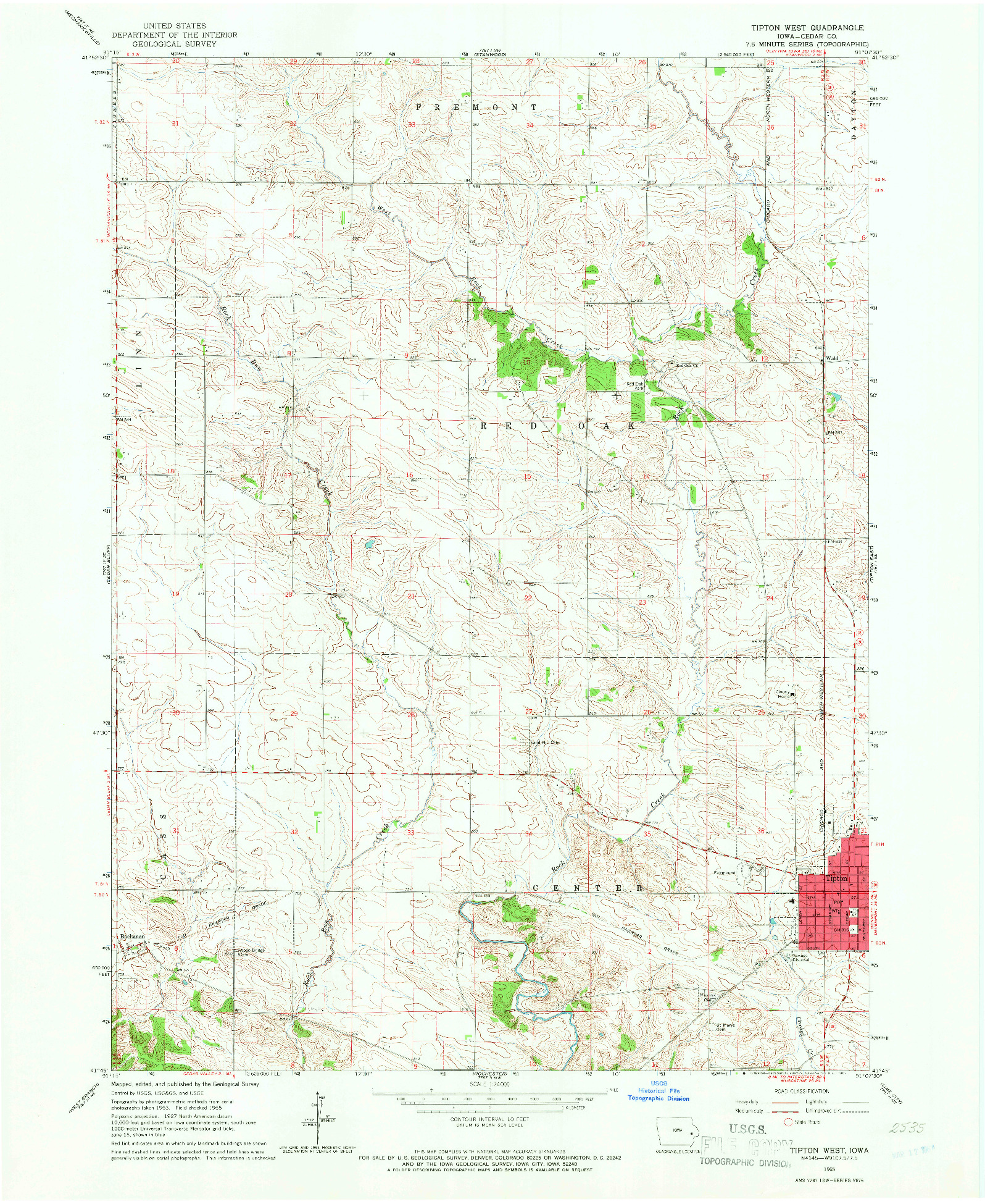 USGS 1:24000-SCALE QUADRANGLE FOR TIPTON WEST, IA 1965
