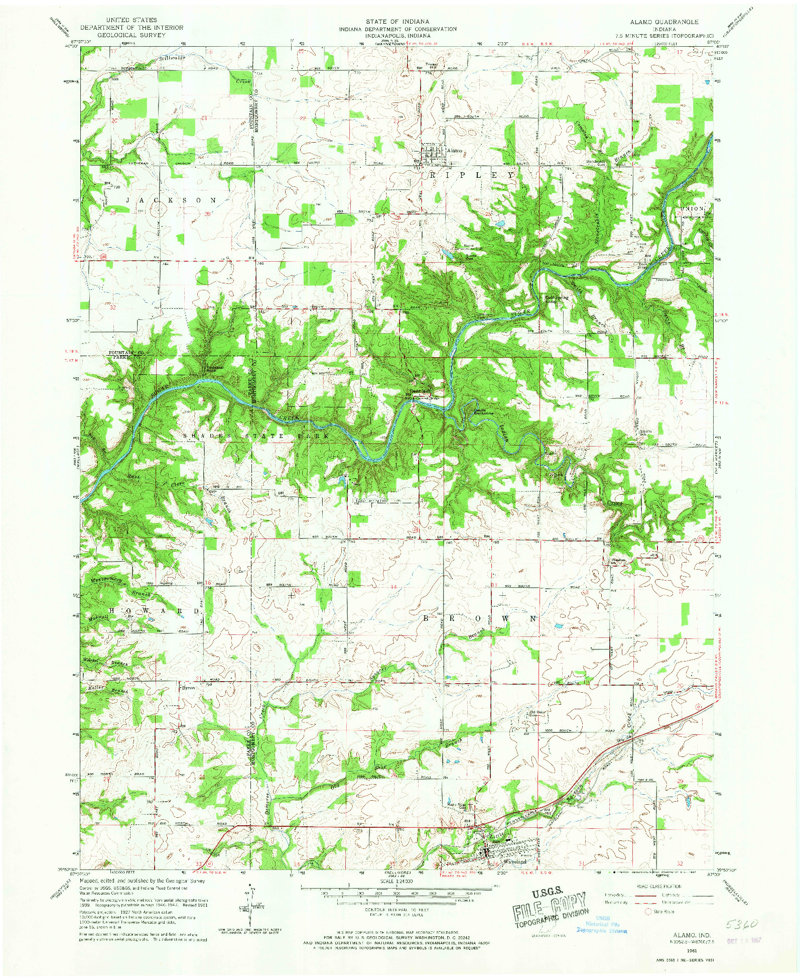 USGS 1:24000-SCALE QUADRANGLE FOR ALAMO, IN 1961