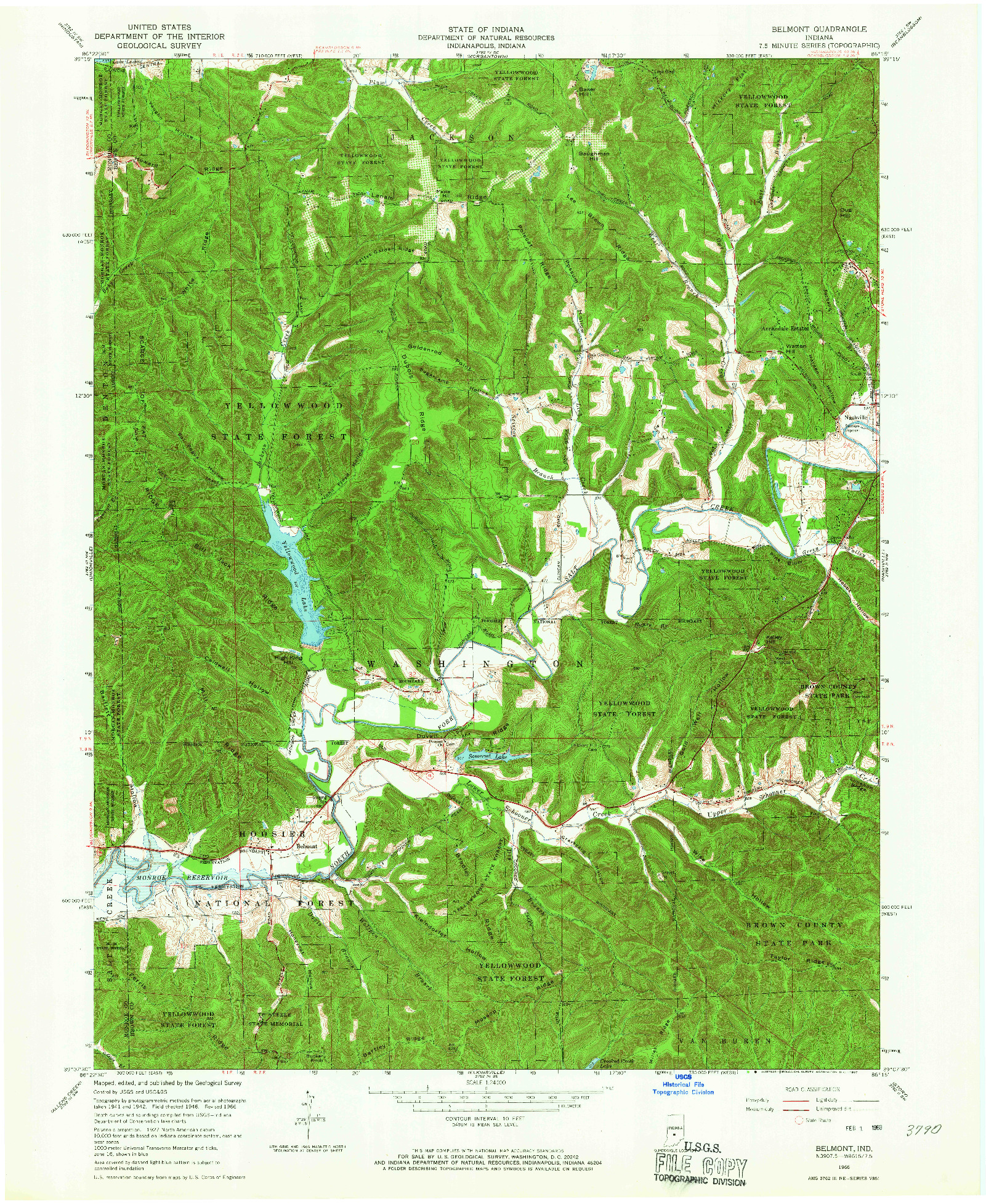 USGS 1:24000-SCALE QUADRANGLE FOR BELMONT, IN 1966