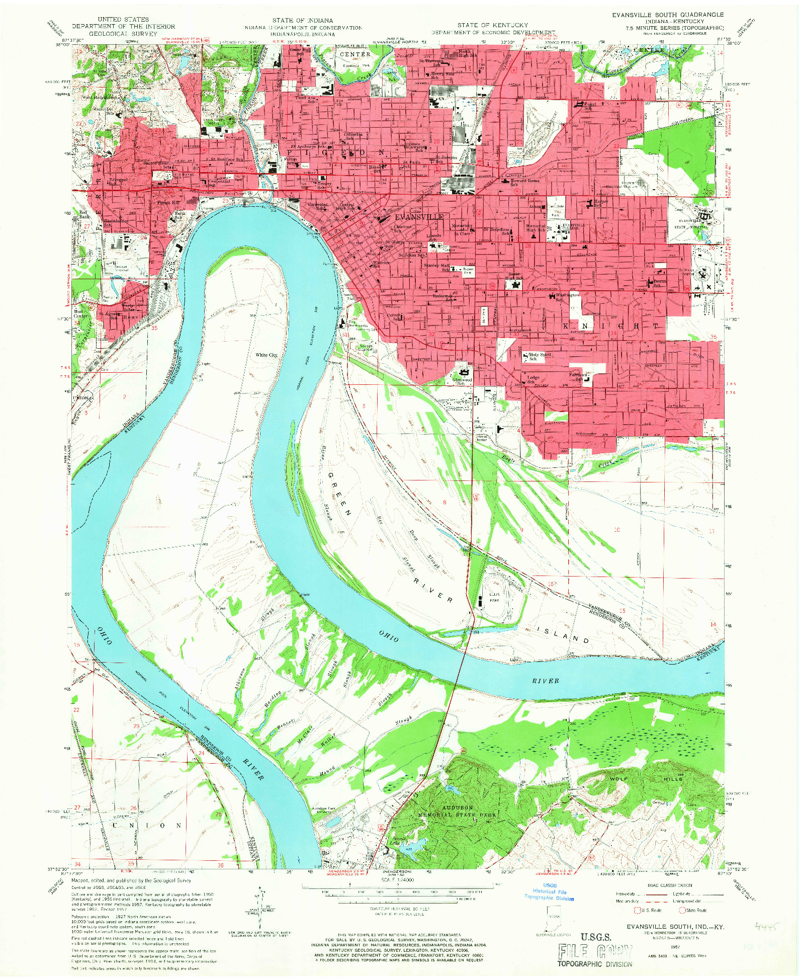 USGS 1:24000-SCALE QUADRANGLE FOR EVANSVILLE SOUTH, IN 1957
