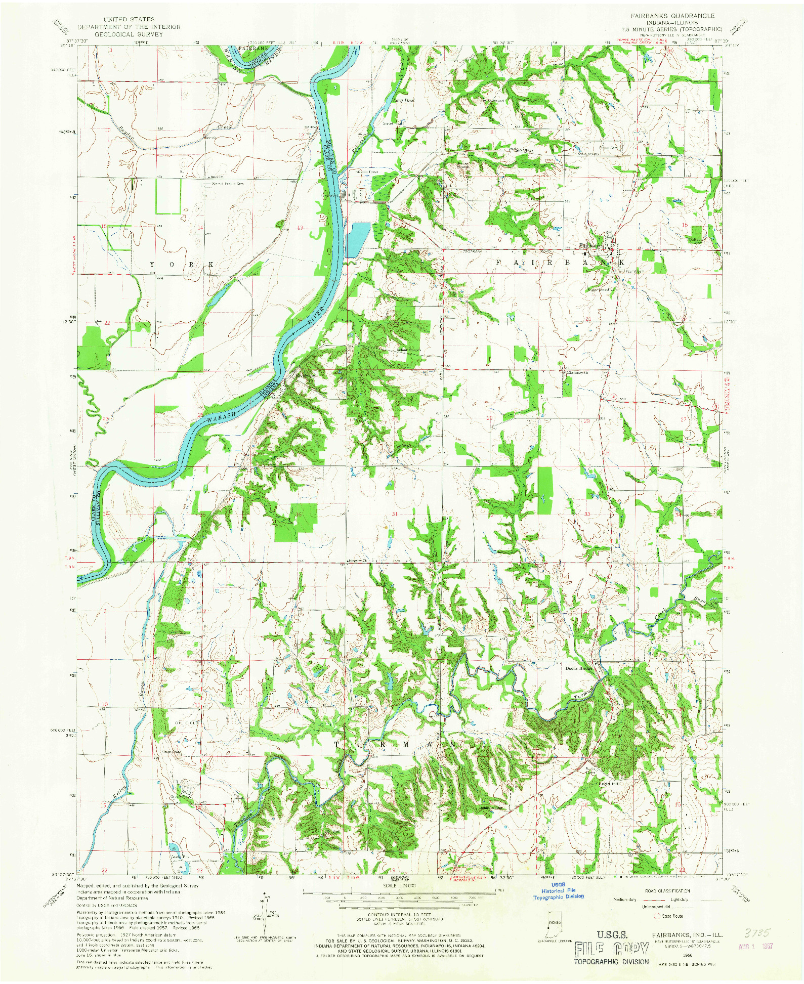 USGS 1:24000-SCALE QUADRANGLE FOR FAIRBANKS, IN 1966