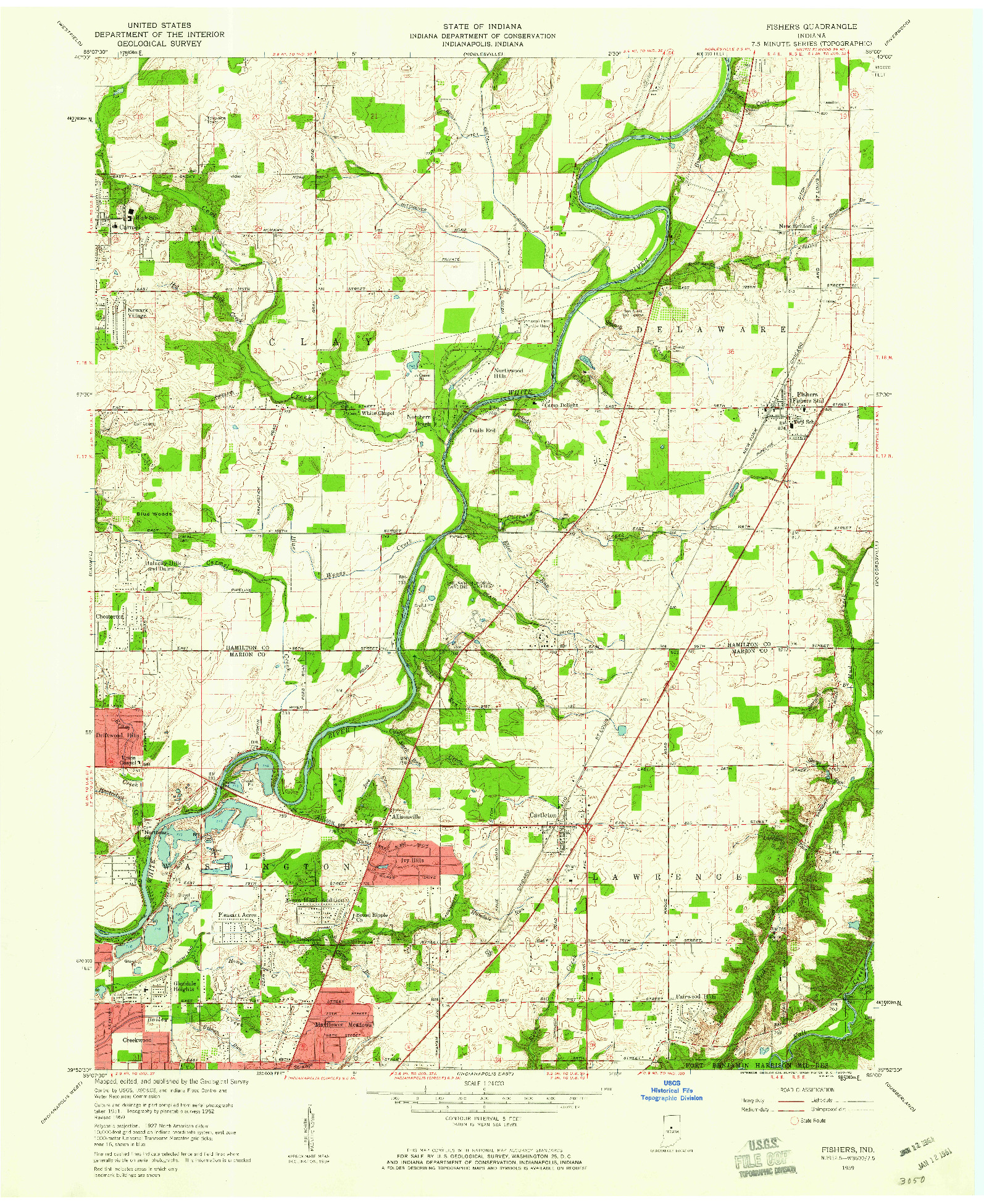 USGS 1:24000-SCALE QUADRANGLE FOR FISHERS, IN 1959