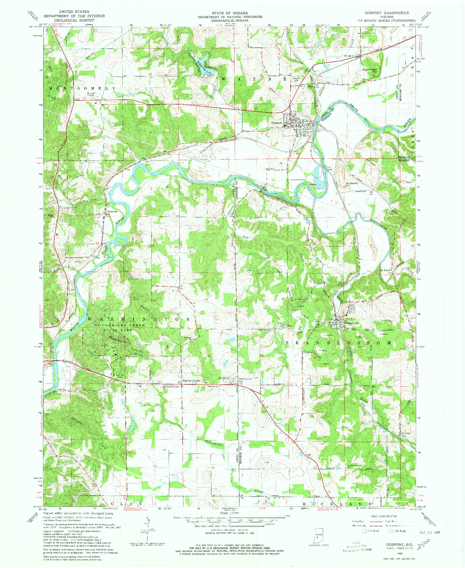 USGS 1:24000-SCALE QUADRANGLE FOR GOSPORT, IN 1965